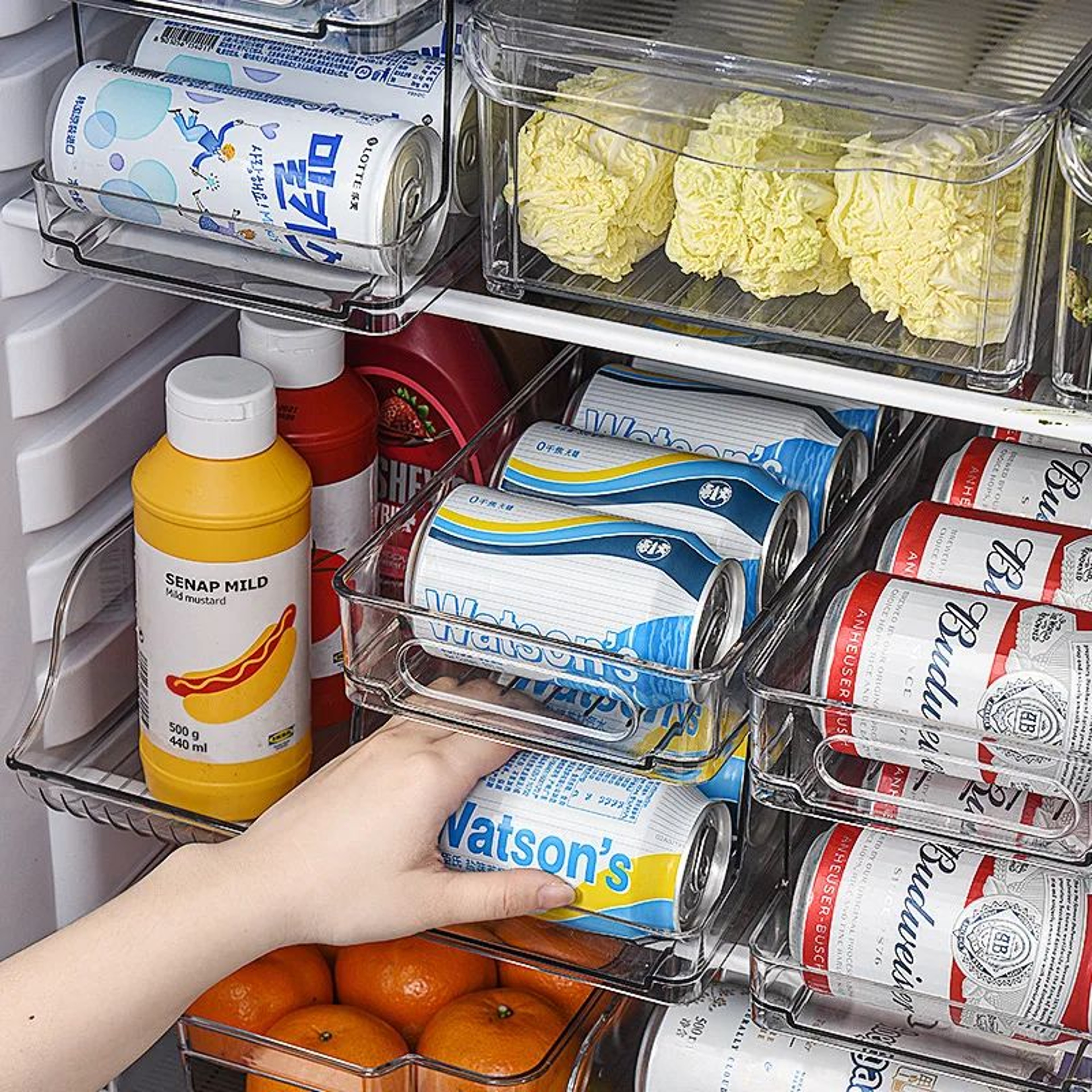 Refrigerator Can Organizer Bin  DoubleLayer Beverage Storage Rack For Fridge 5