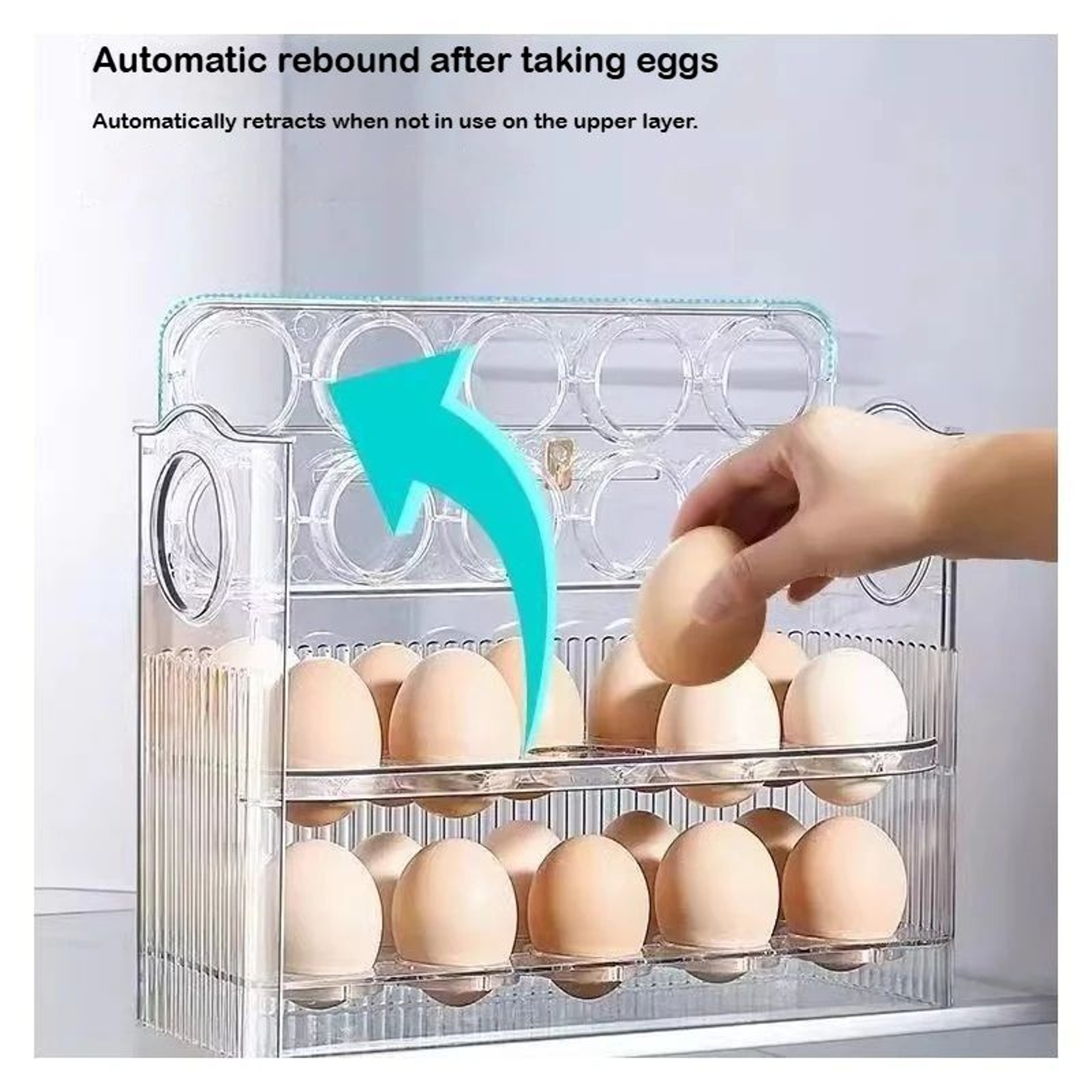 AutoGlide Refrigerator Egg Organizer Bin  SpaceSaving Egg Holder For Fridge Door Storage 0