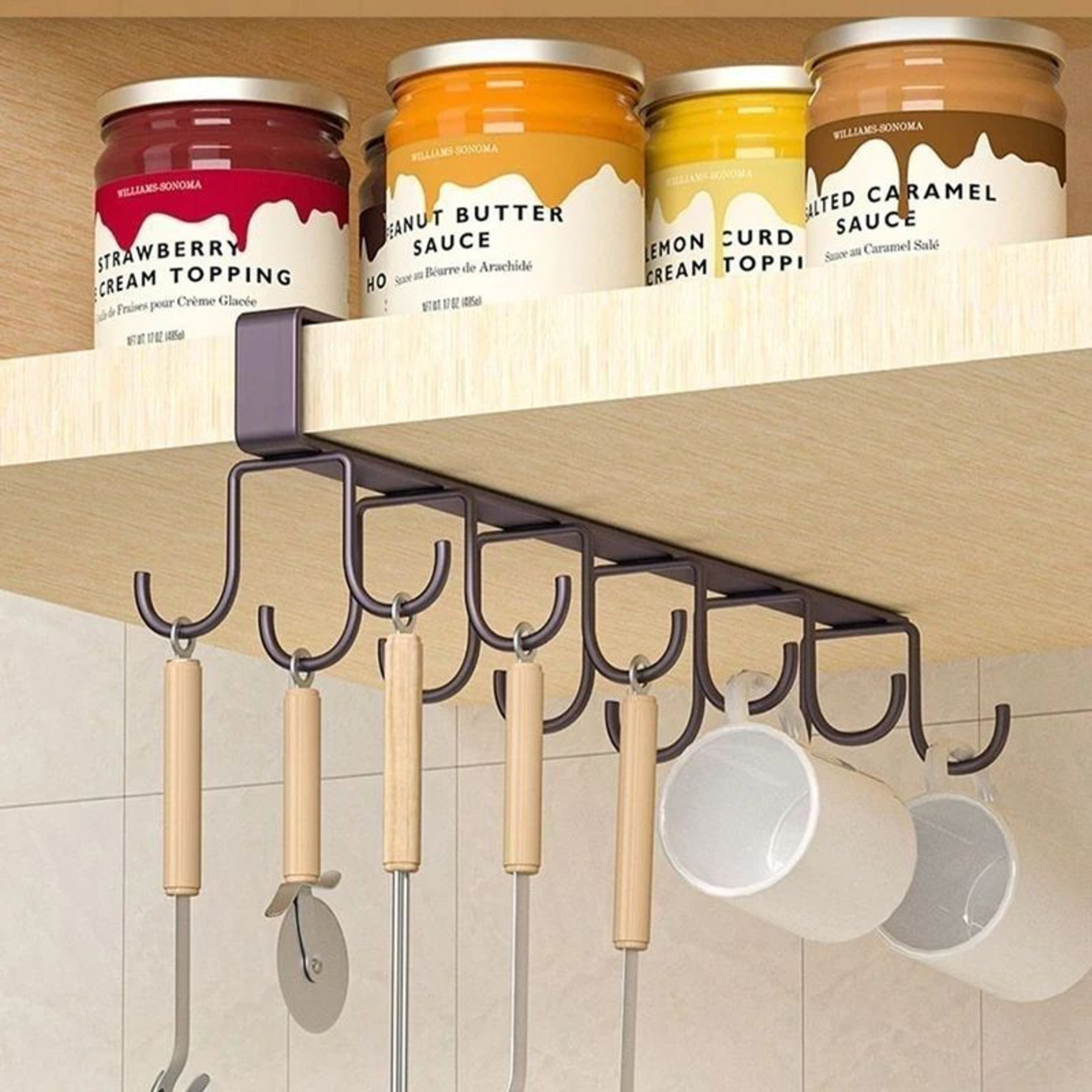 SpaceSaver UnderCabinet Cup Holder  12Hook Storage Rack 3