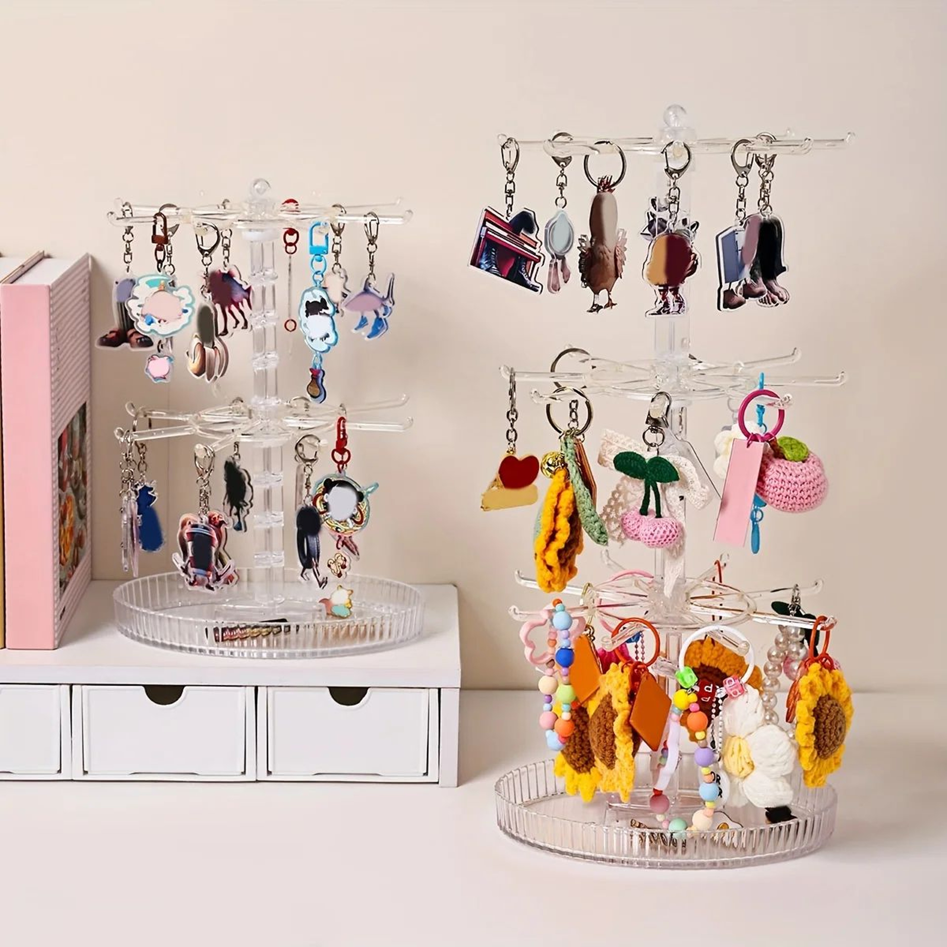 Rotating MultiLayer Jewelry Organizer Stand  Keychain Display Rack 2