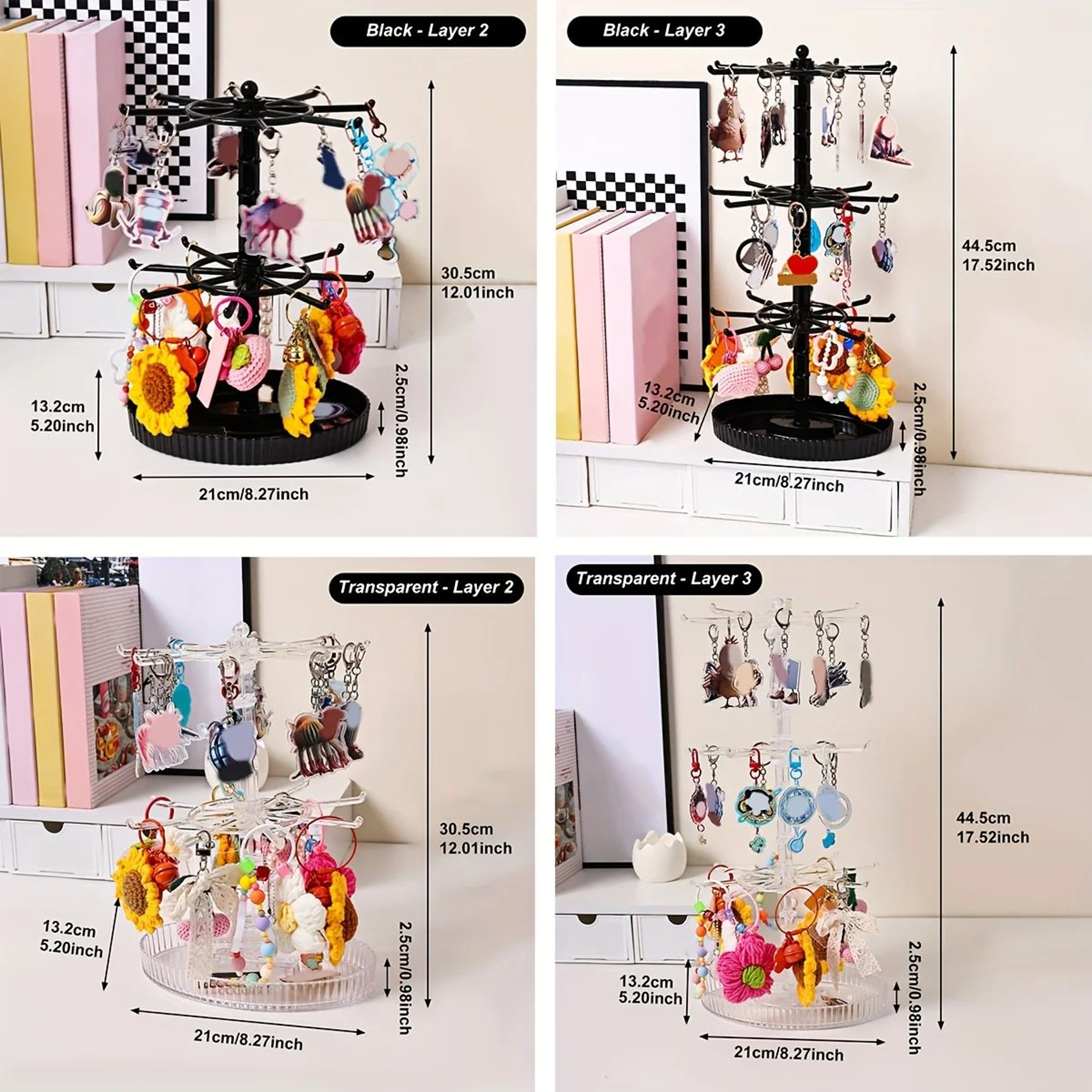 Rotating MultiLayer Jewelry Organizer Stand  Keychain Display Rack 5
