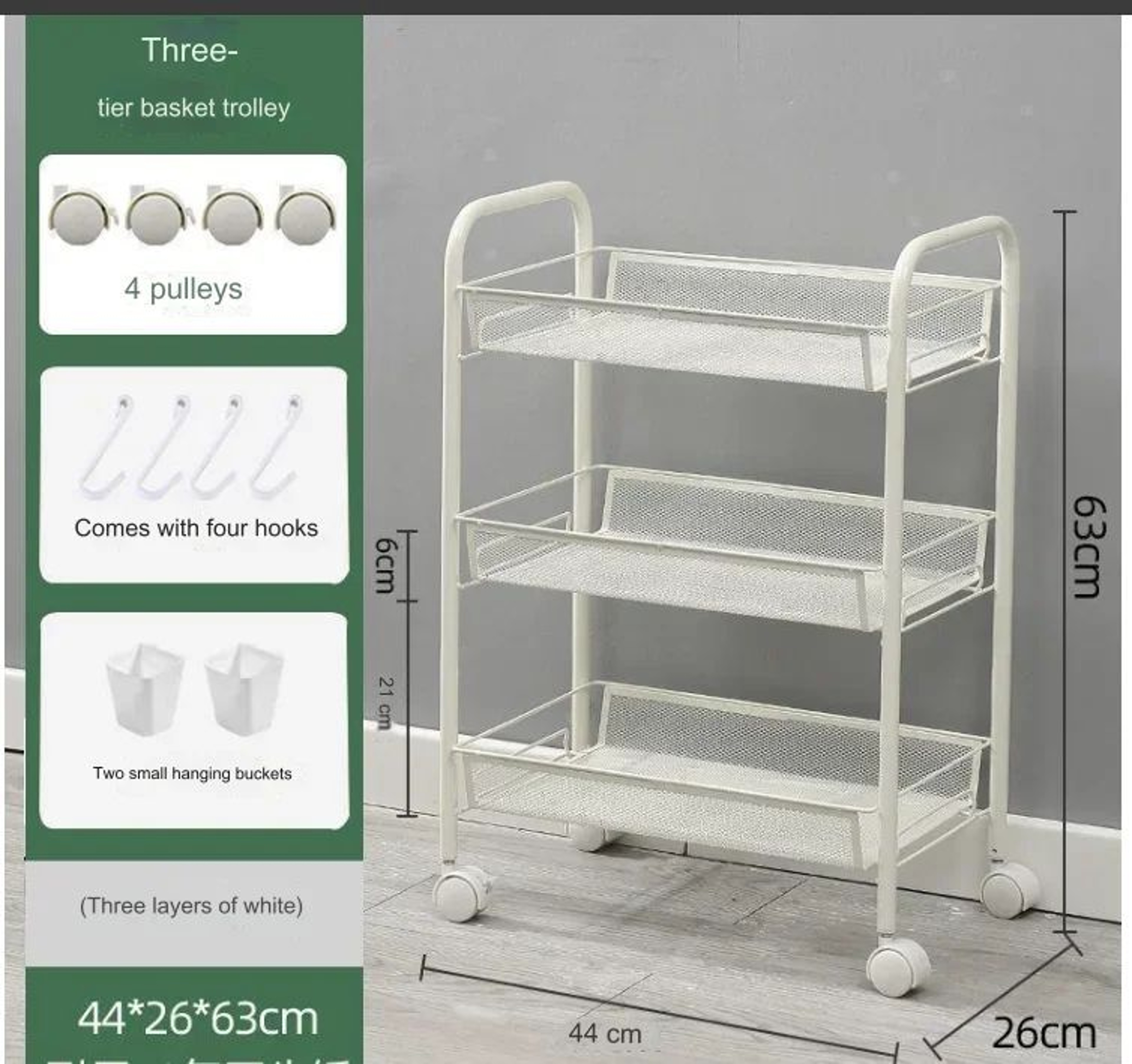 5Tier Rolling Storage Cart Organizer  Mobile MultiPurpose Kitchen Bathroom  Bedroom Storage Rack 13
