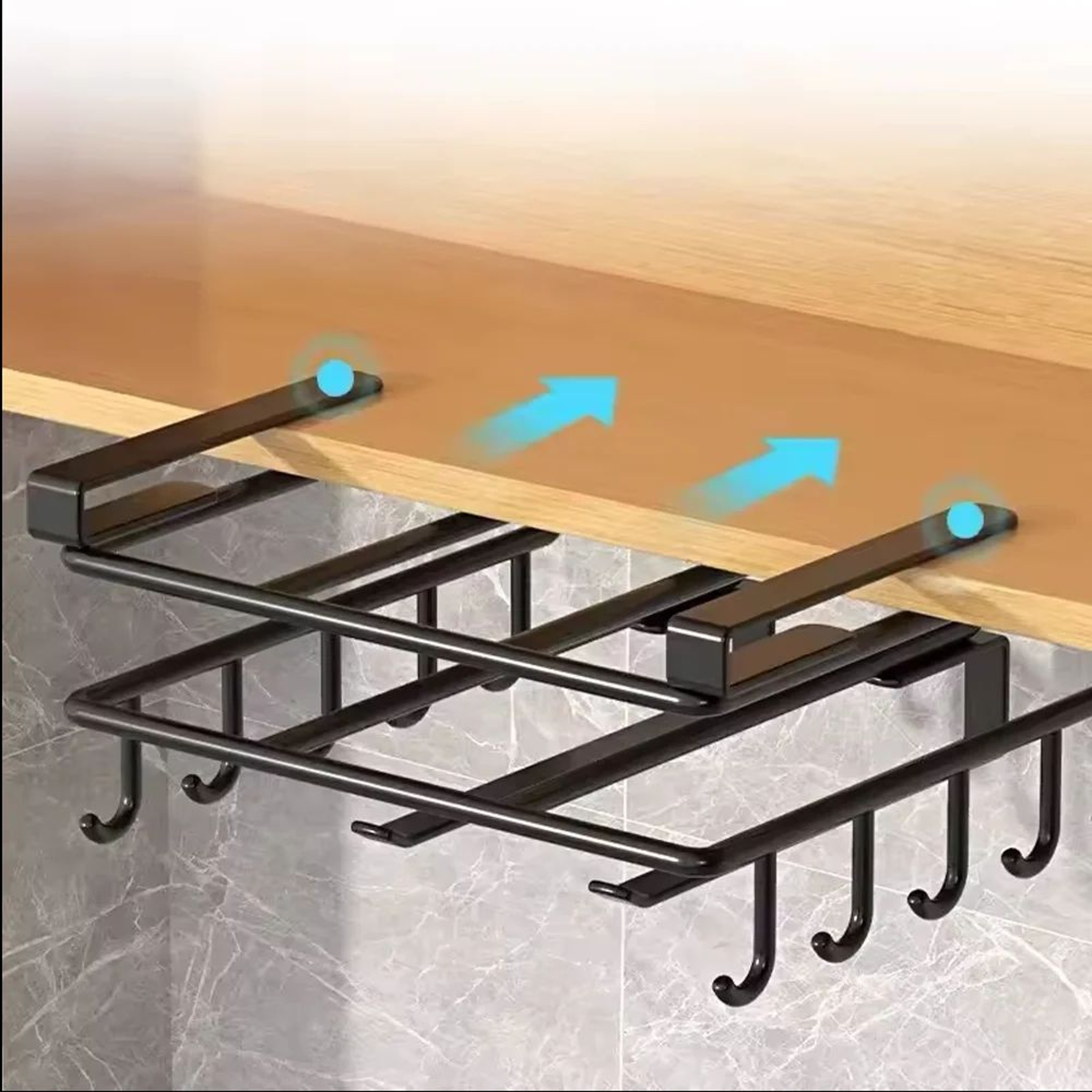 SpaceSaving Under Cabinet Organizer Rack With Hooks  Paper Towel Holder 1