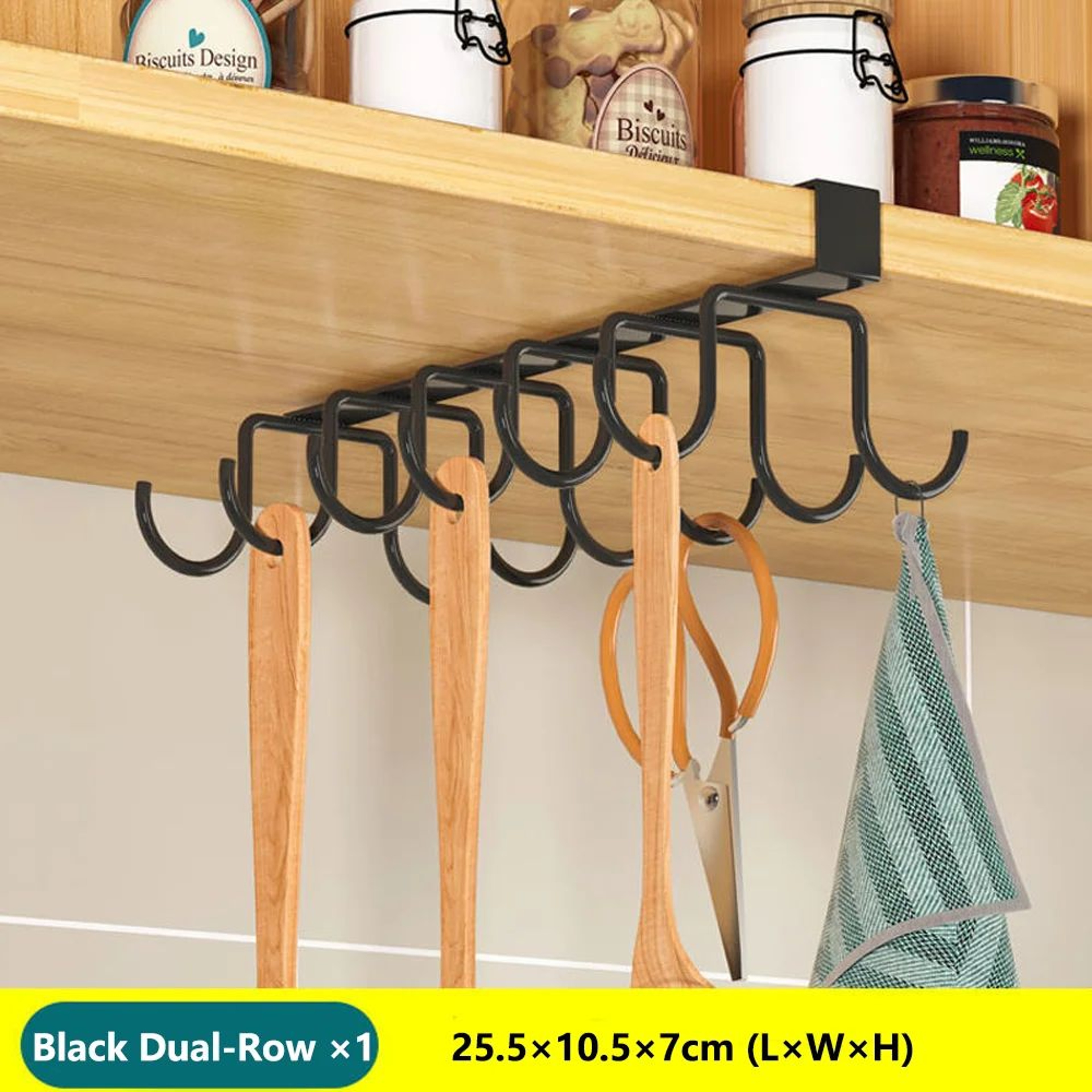 SpaceSaving Under Cabinet Organizer Rack With Hooks  Paper Towel Holder 6