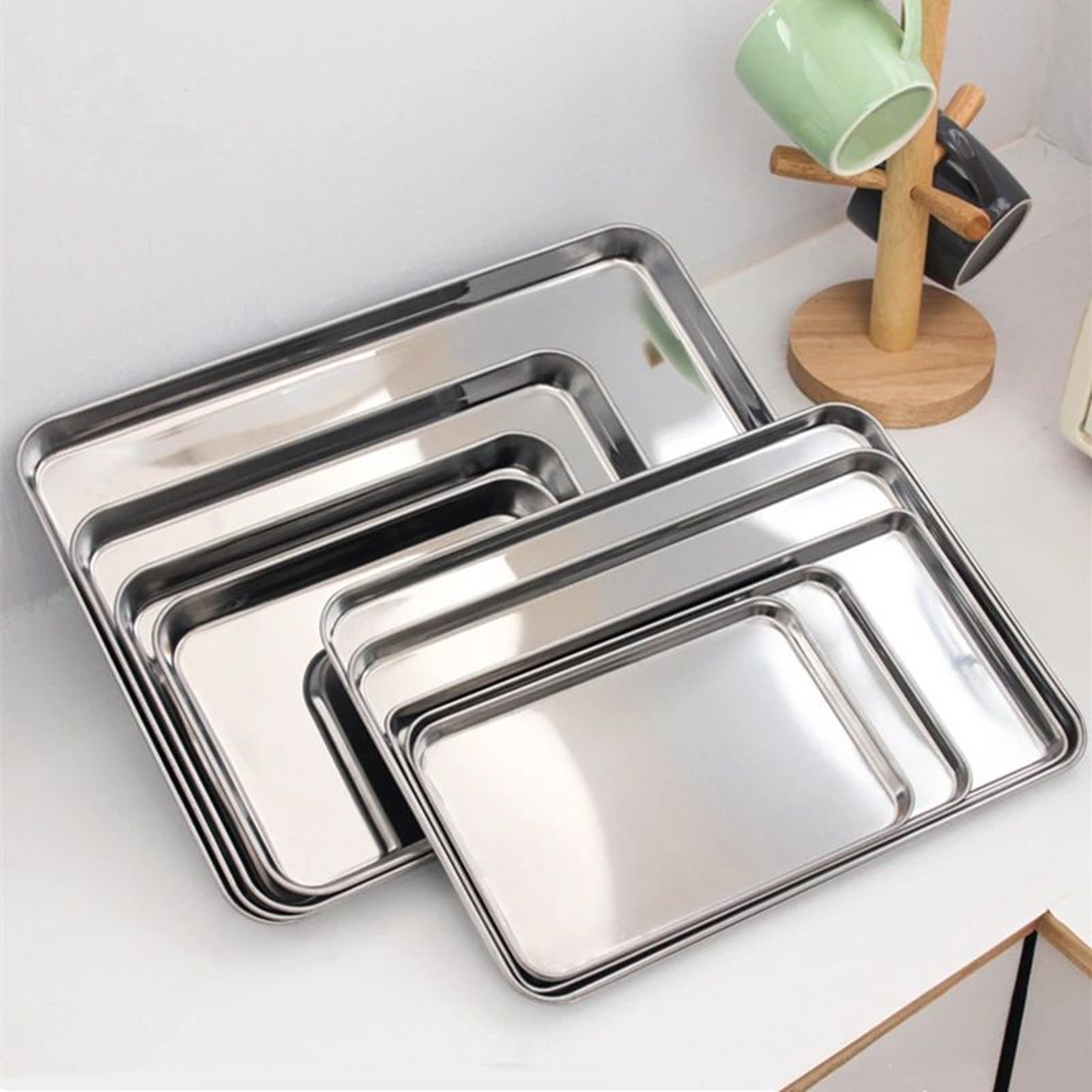 Stainless Steel Serving  Baking Tray  MultiPurpose Food Storage Tray For Kitchen Restaurant  Bakery 0