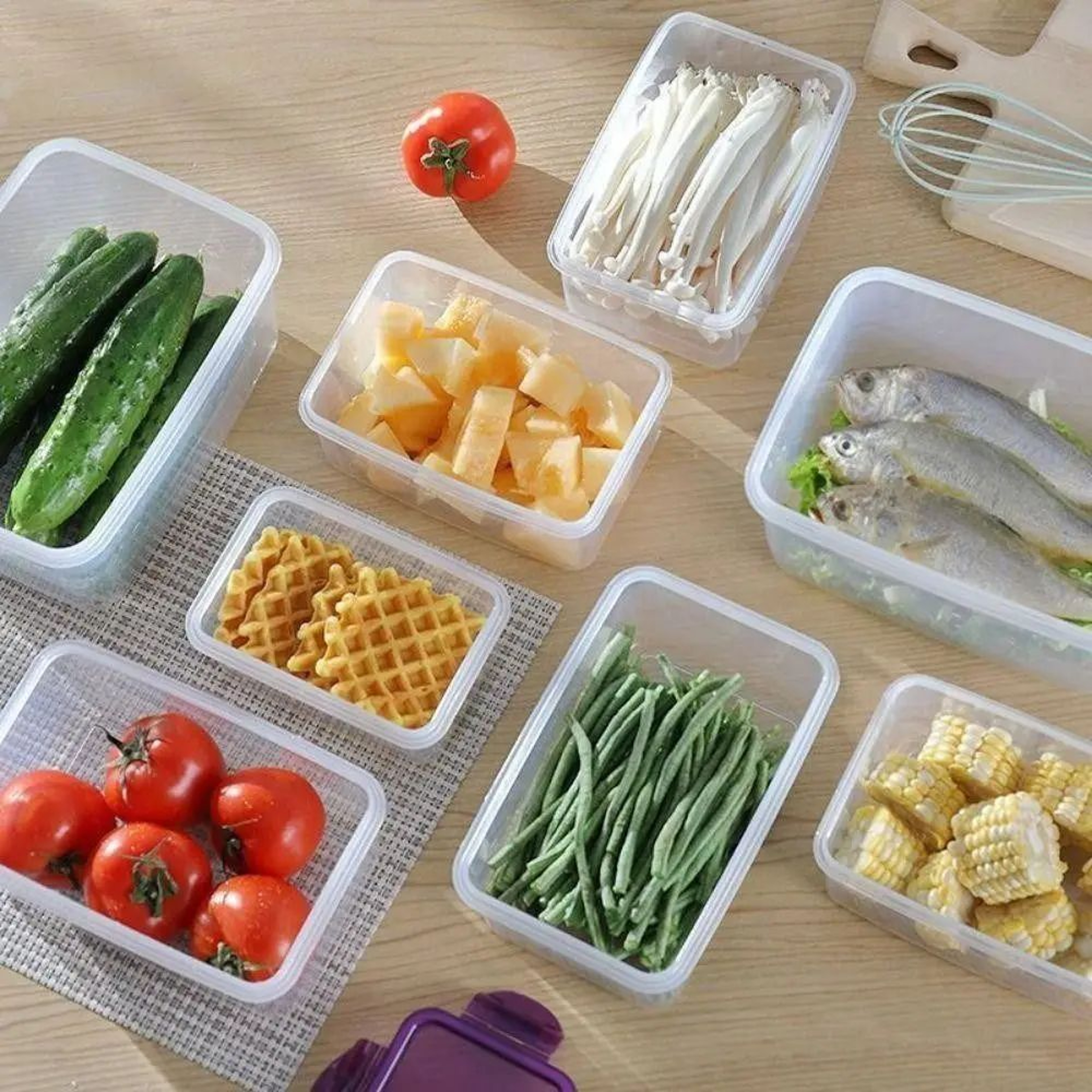 FreshLock Refrigerator Storage Containers With Lid  Stackable Fridge Organizer For Fruits Vegetable 4