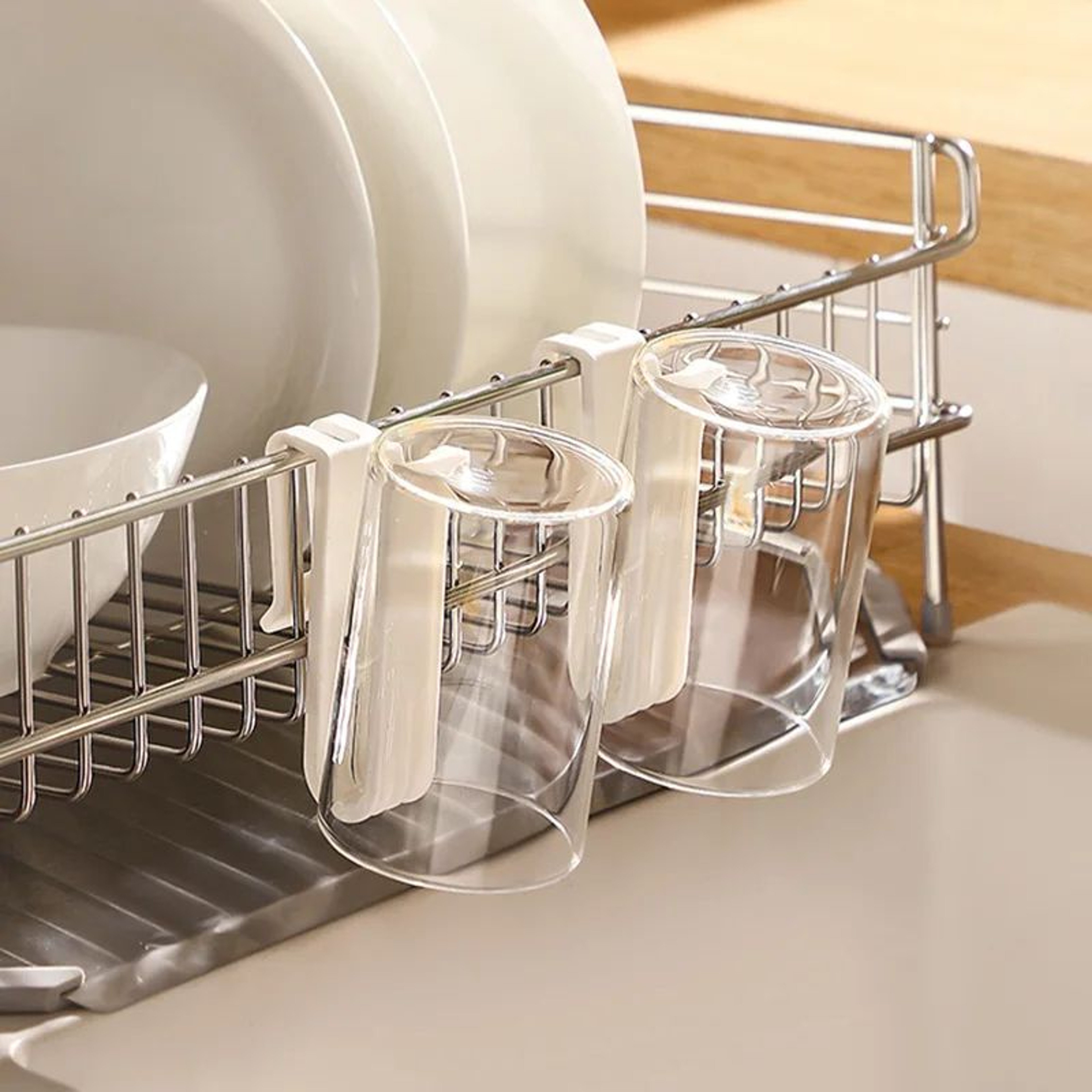 WallMount Cup Drying  Storage Rack  NoDrill UpsideDown Cup Holder Organizer 4