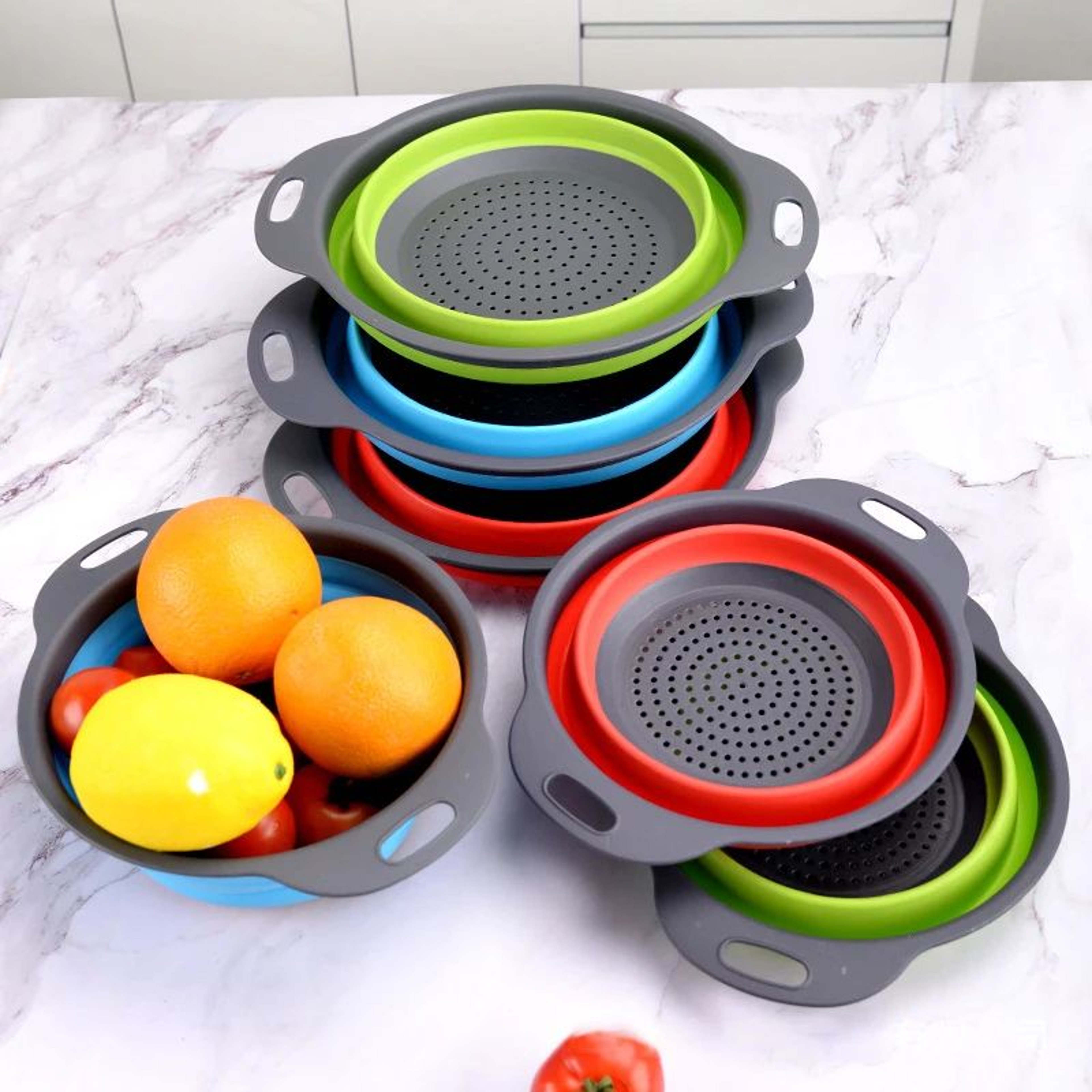 DrainEase Collapsible Silicone Colander Basket 1