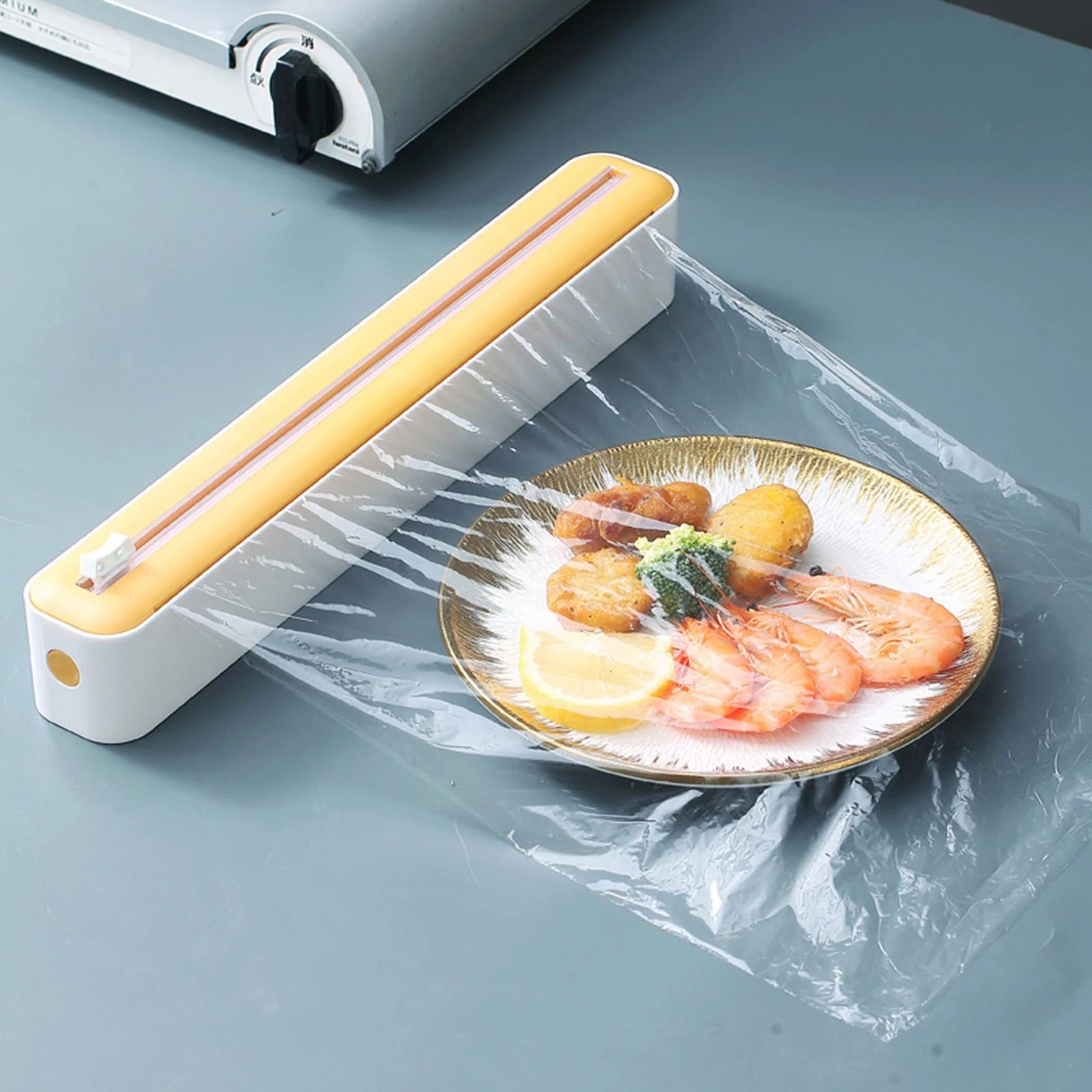FreshSeal Cling Wrap Dispenser With Slide Cutter  Refillable Food Wrap Organizer 1