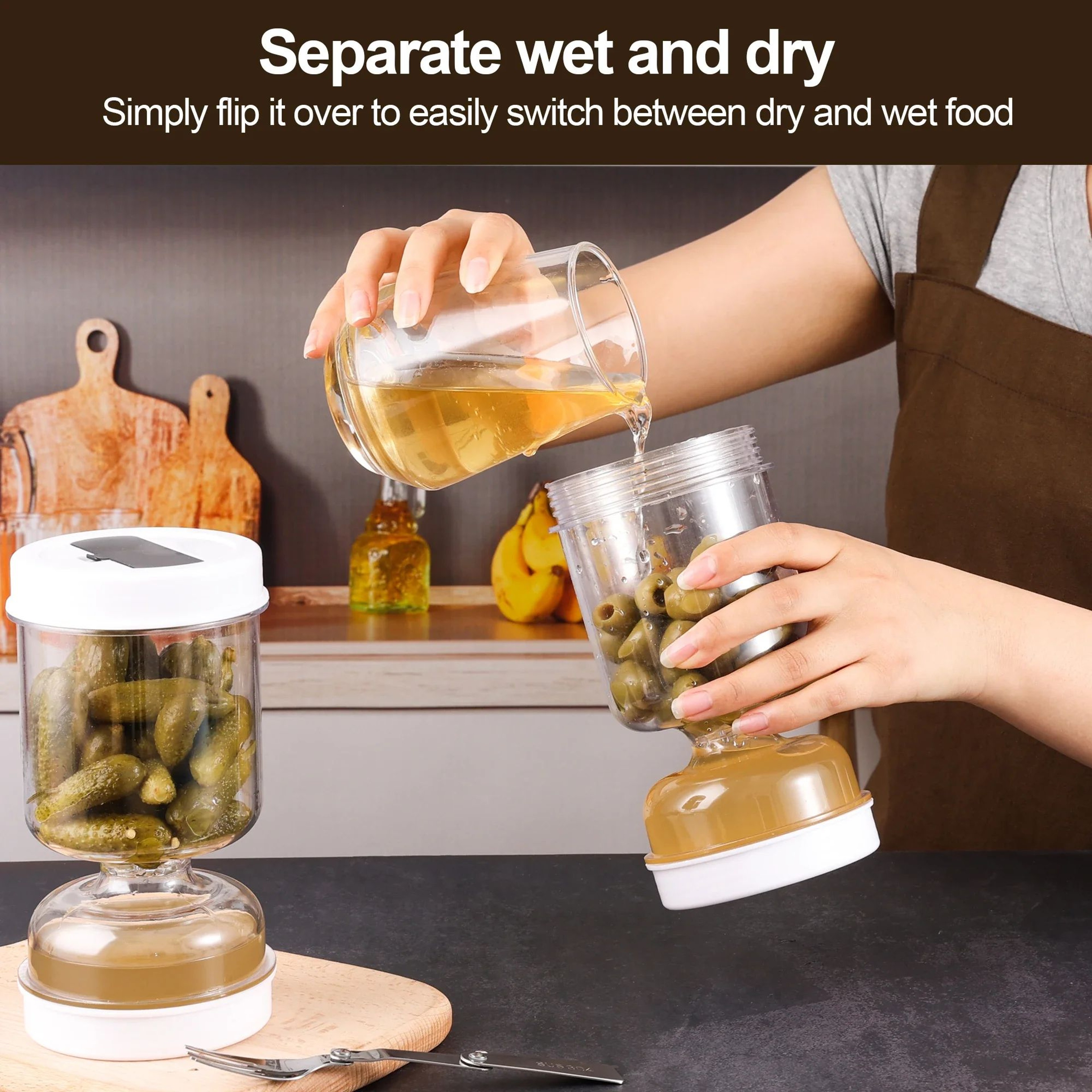 FlipFlow Pickle  Olive Strainer Storage Jar 2