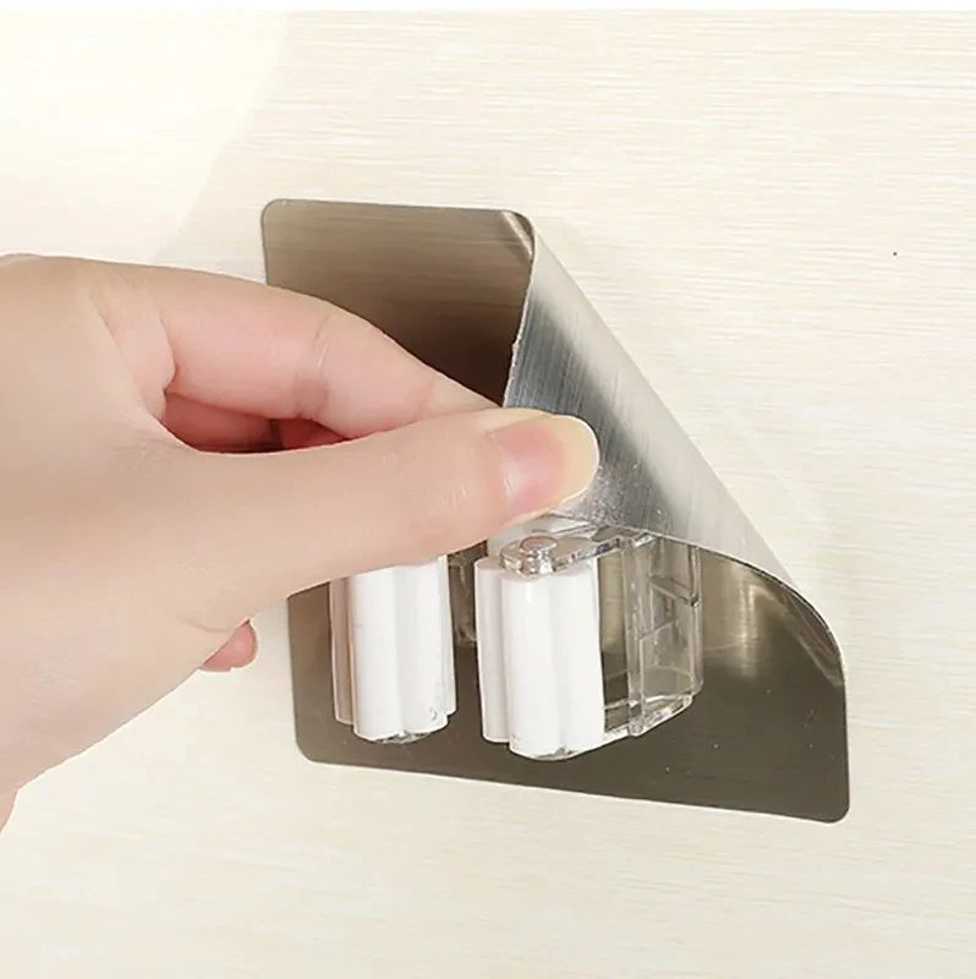 StrongGrip Mop Holder Wall Mount  SelfAdhesive Broom Organizer  Wall Hook Rack 4