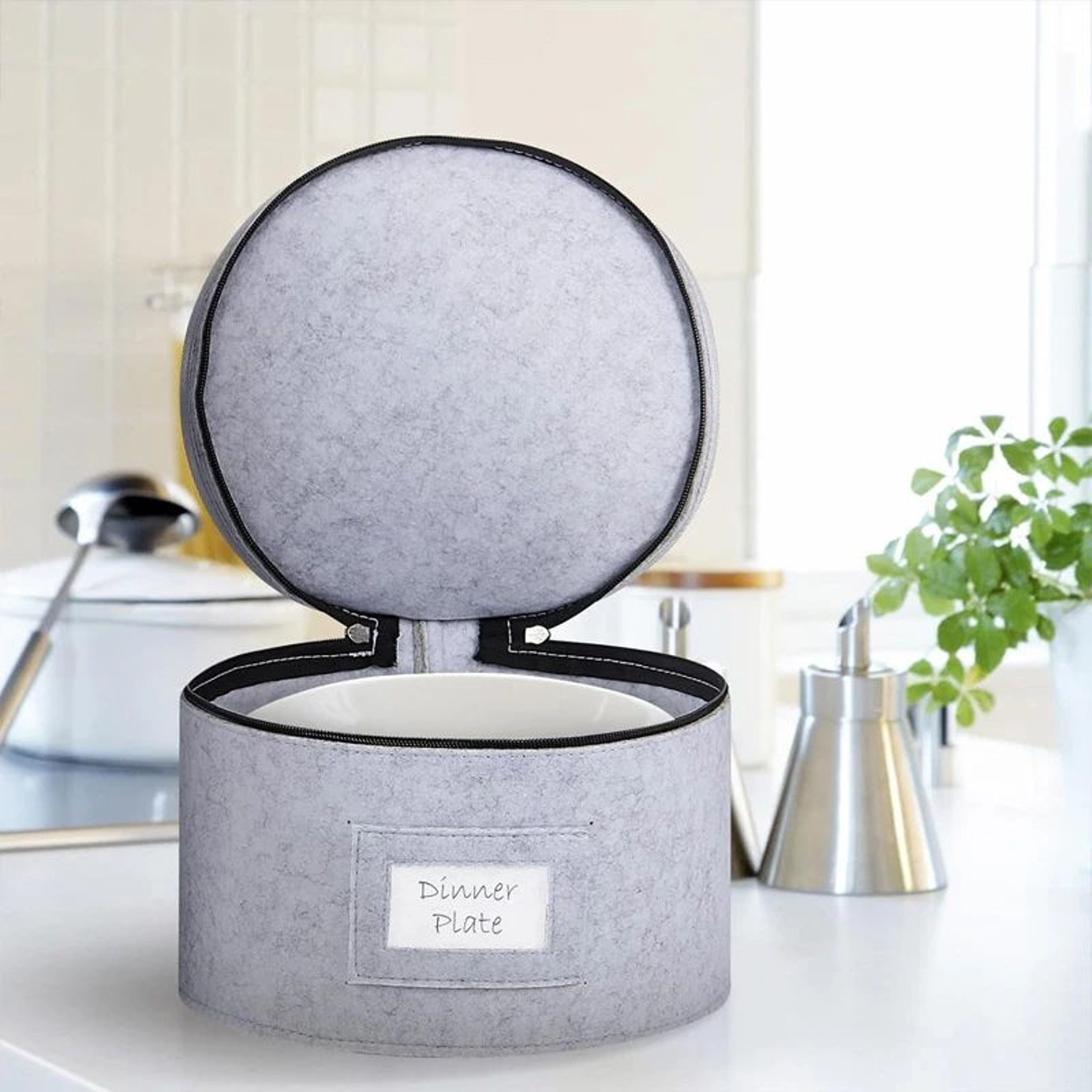 Felt Dish Storage Organizer For Plates Cups  Spoons  Kitchen Storage Bag With Felt Dish Protector 3