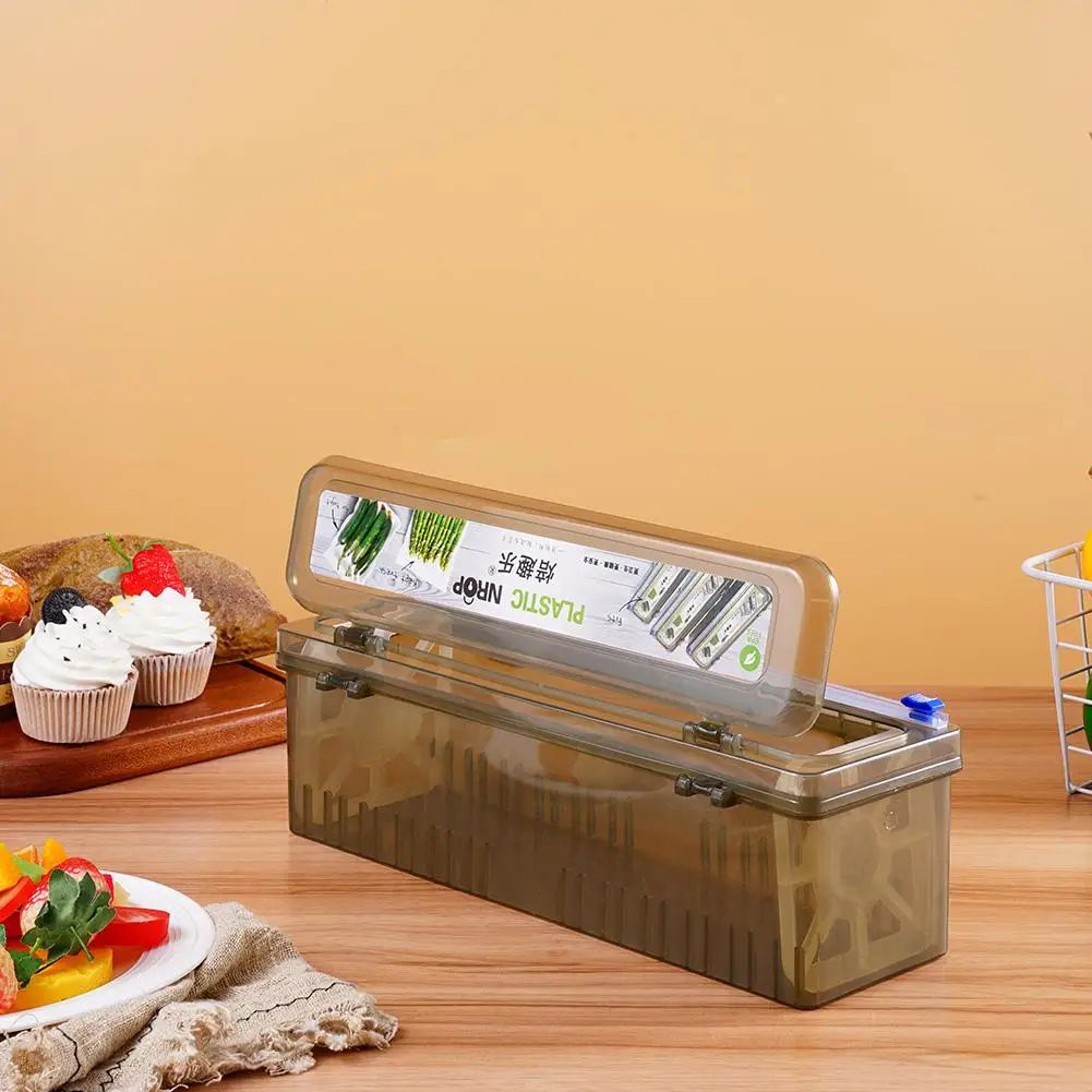 FreshSeal Plastic Wrap Dispenser With Cutter  Refillable Food Wrap Cutter For Plastic Wrap Aluminum 4
