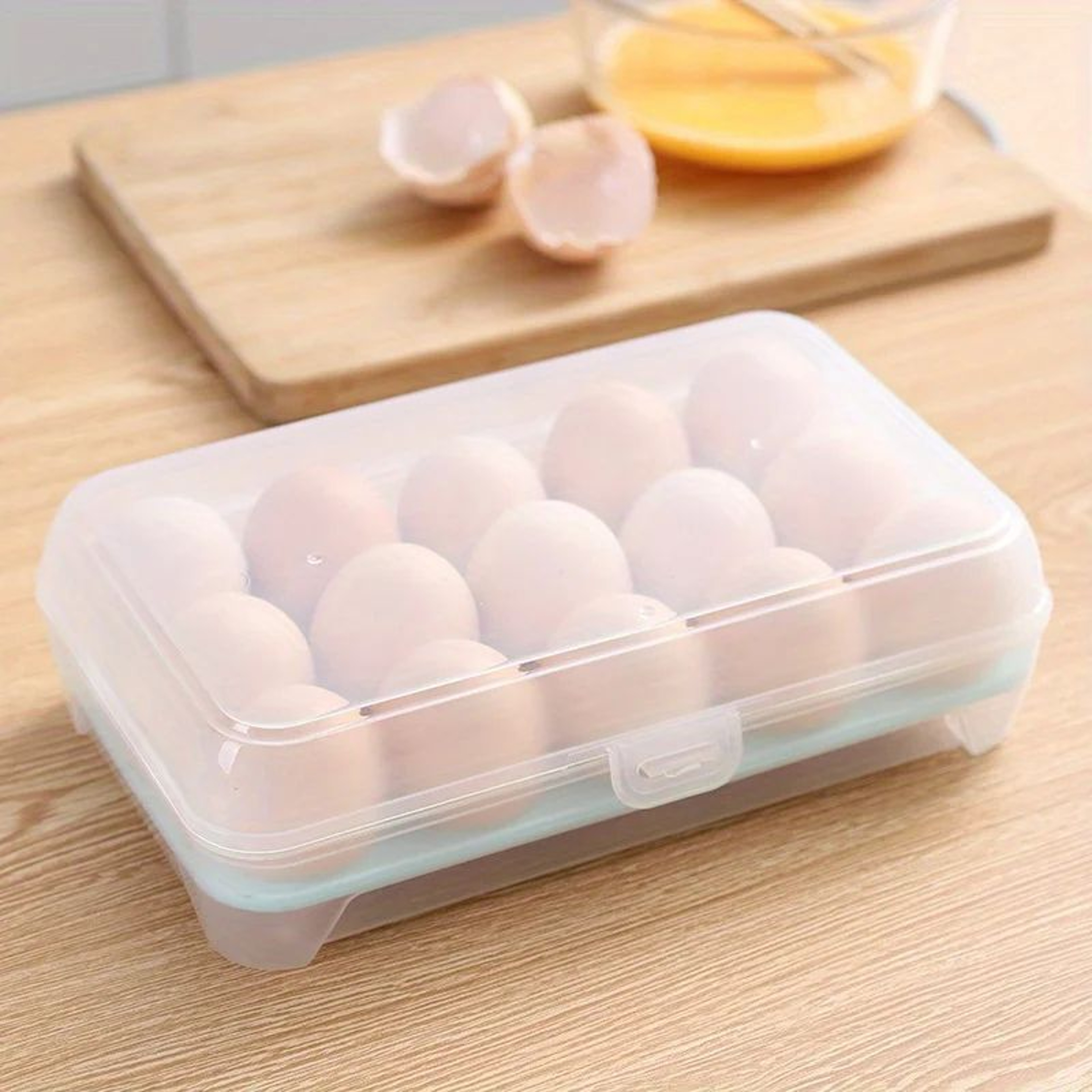 Egg Storage Box With Lid  15Grid Egg Holder For Refrigerator  Portable Egg Organizer Case 5