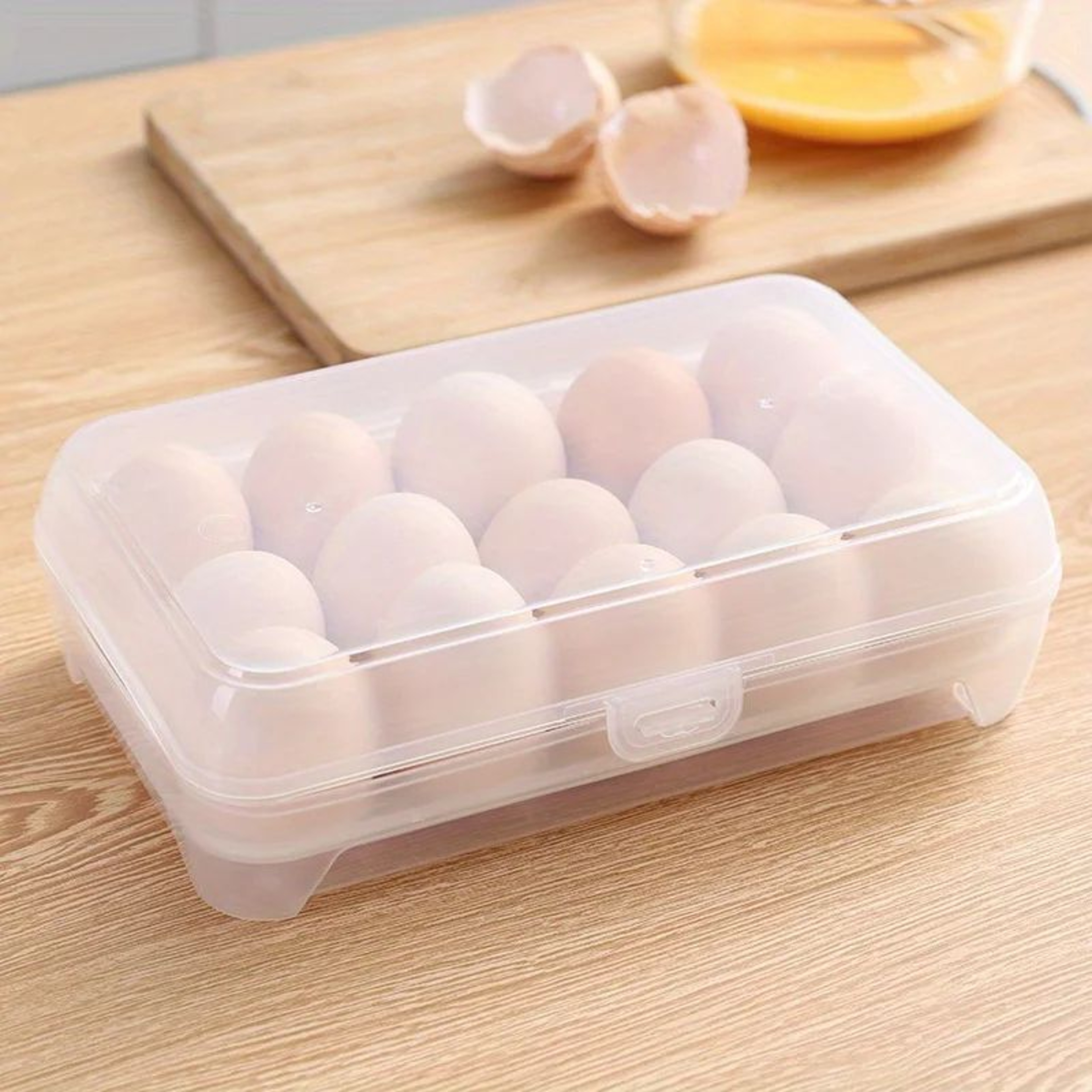 Egg Storage Box With Lid  15Grid Egg Holder For Refrigerator  Portable Egg Organizer Case 7