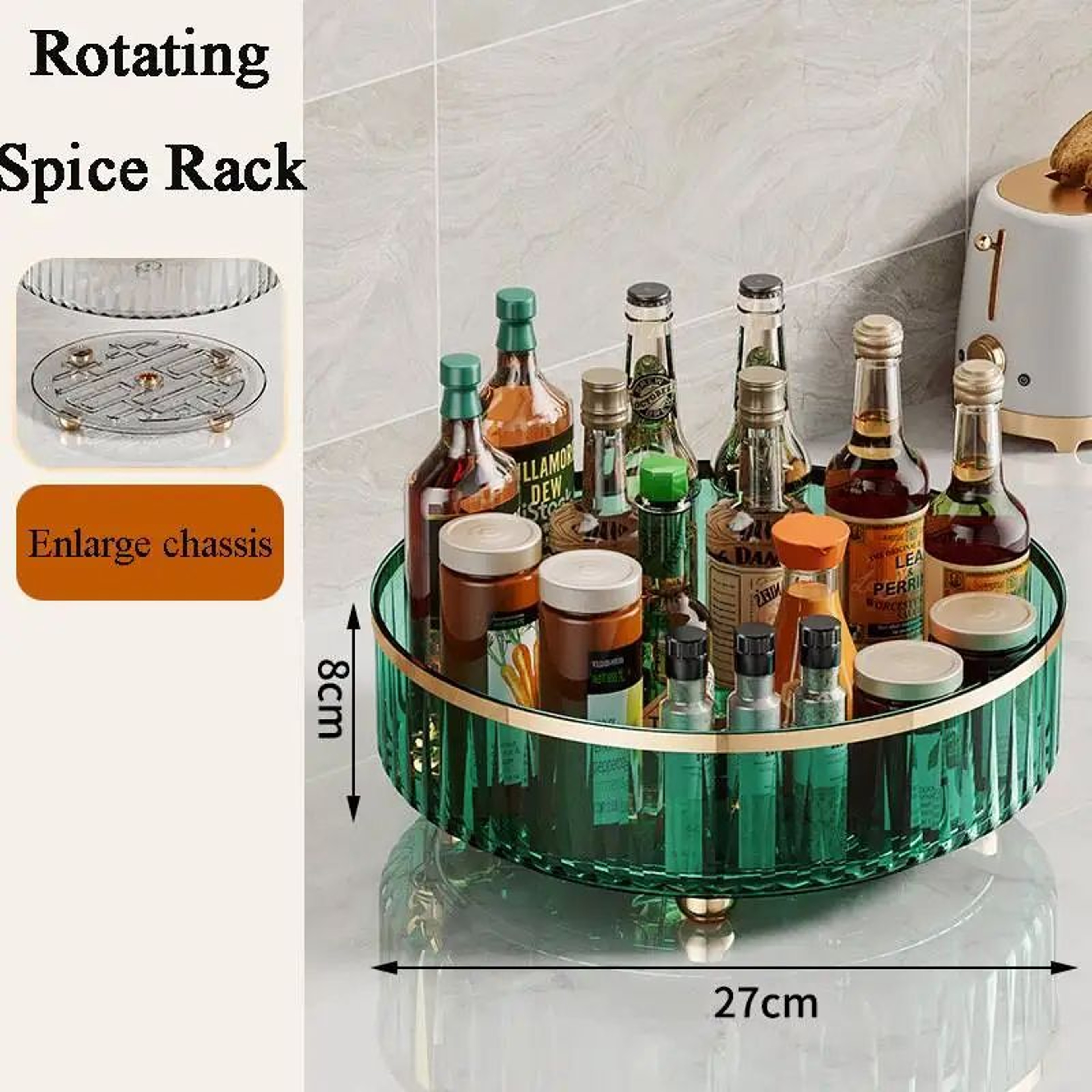 360 Rotating Lazy Susan Organizer Spice Rack For Kitchen Cabinets 10