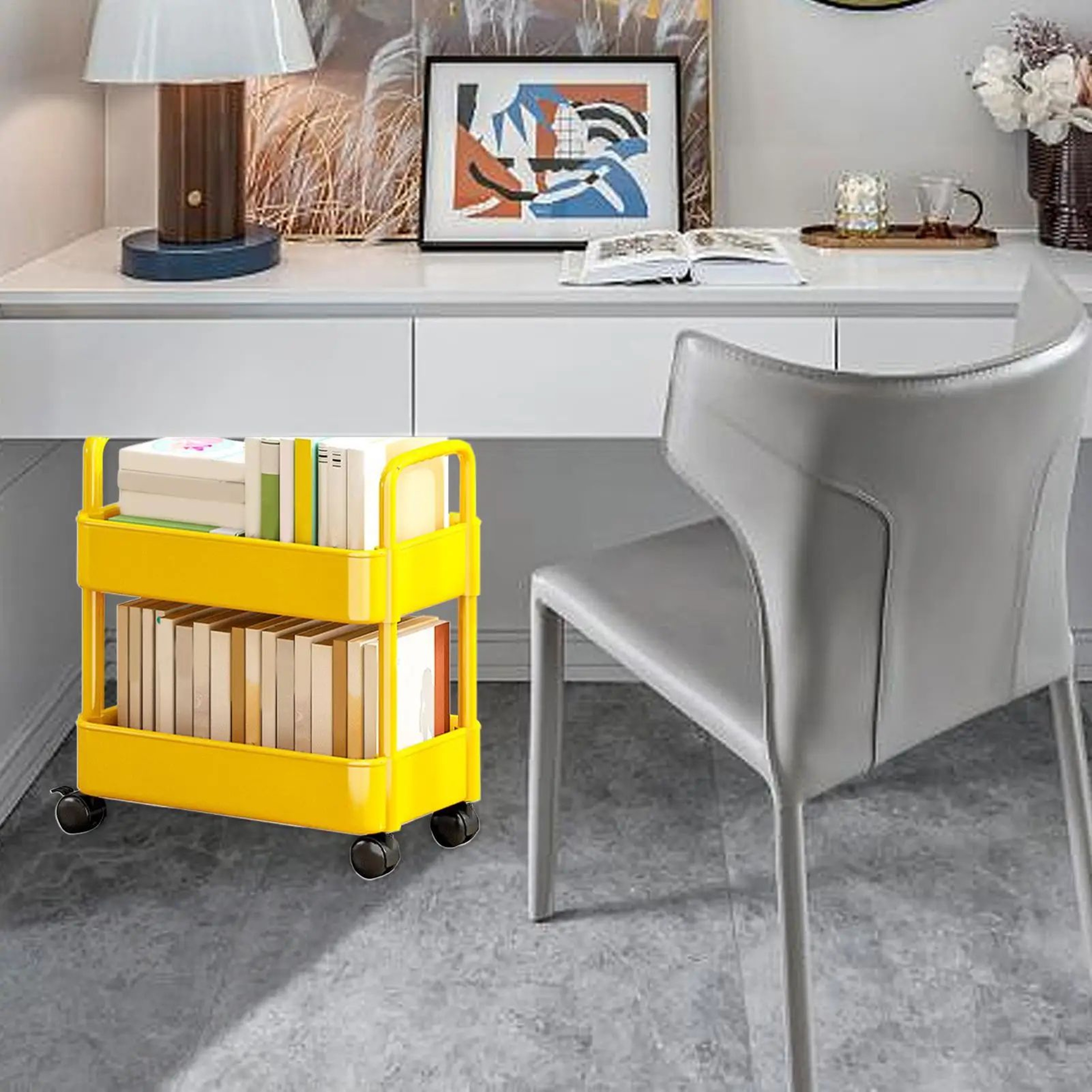 2Tier Rolling Storage Cart For Kitchen  Bathroom  Slim Storage Rack Organizer With Wheels 3