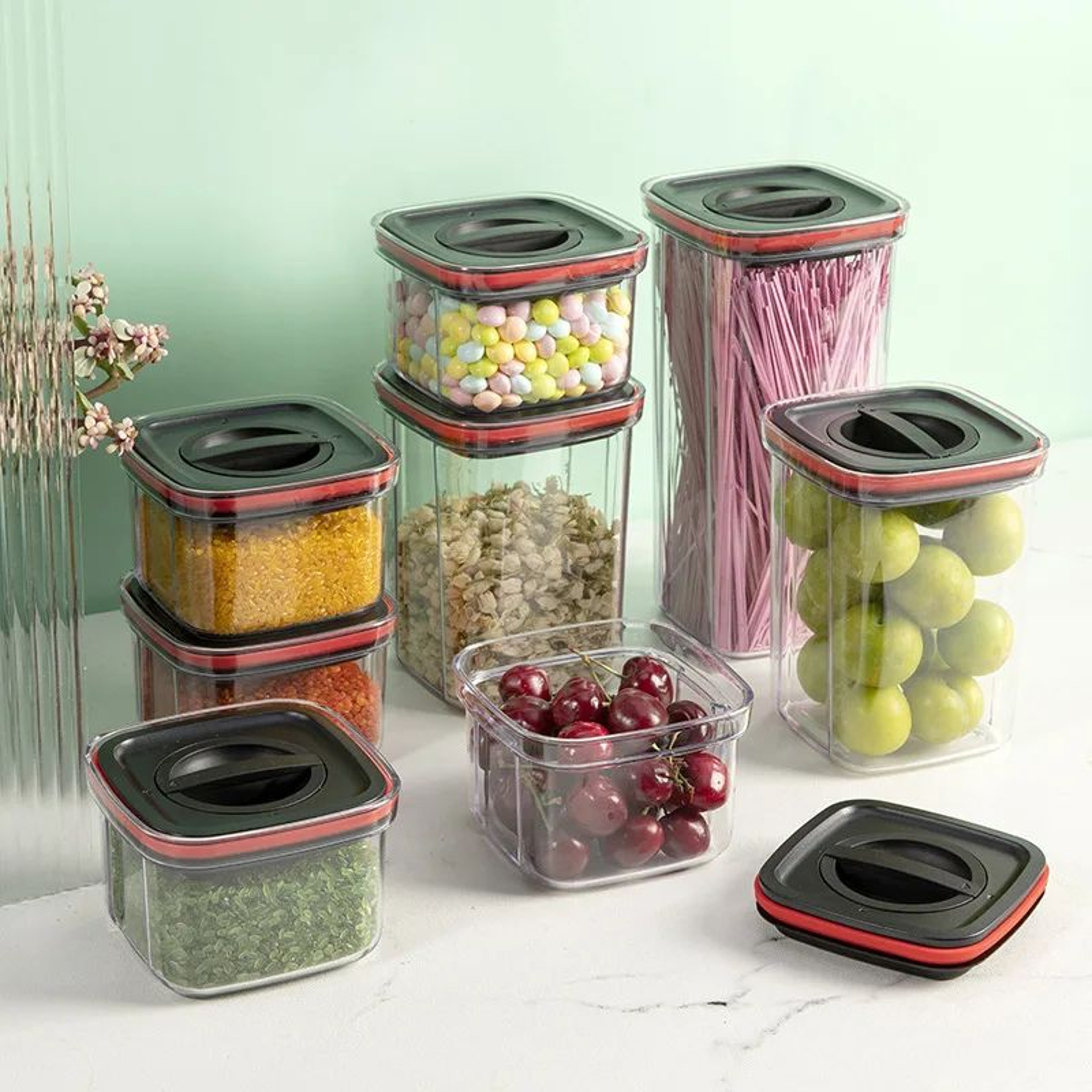 360 Rotating Food Storage Container Stackable Grain Storage Jar With Airtight Lid 2