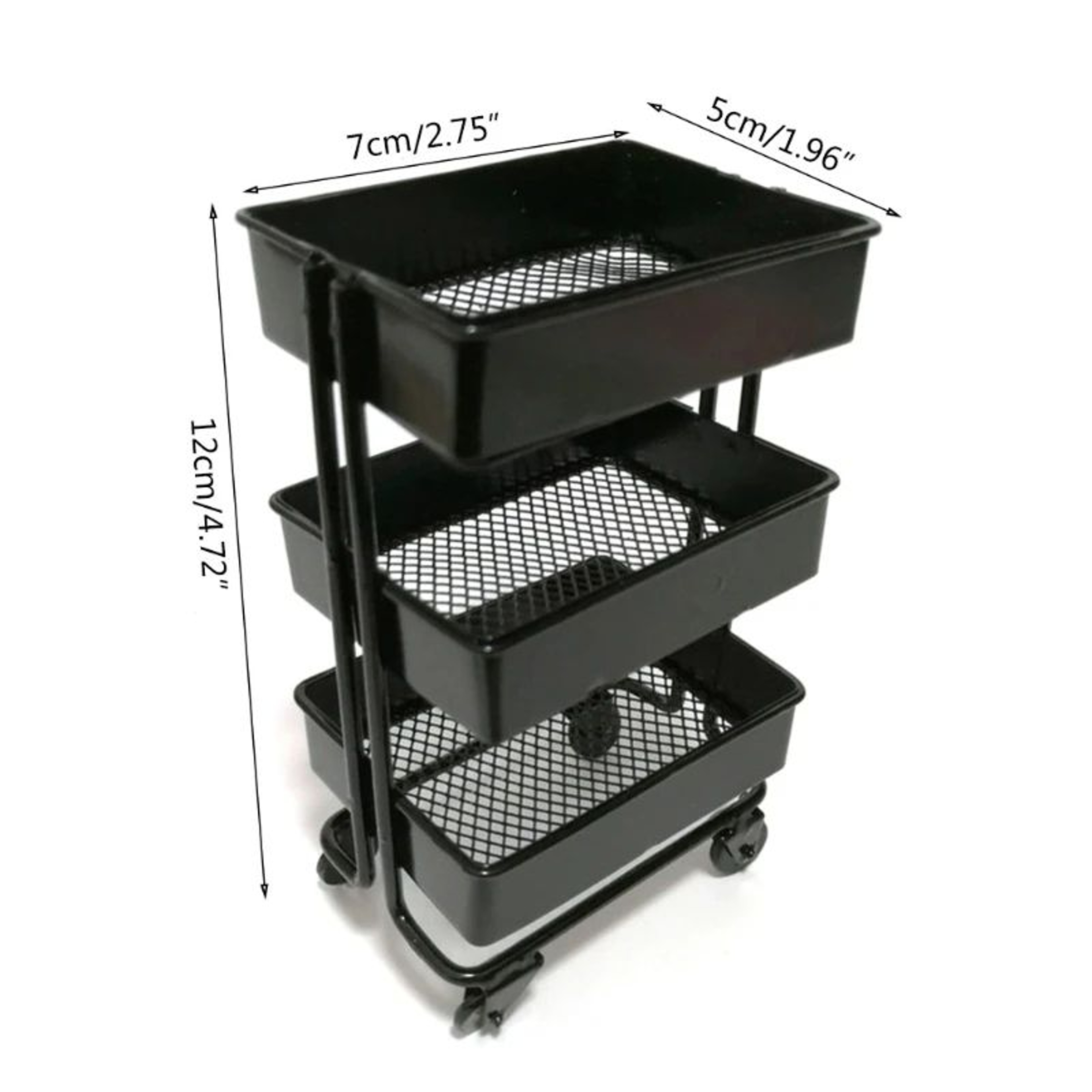 Mini Dollhouse Storage Trolley Display Shelf With Wheels 5
