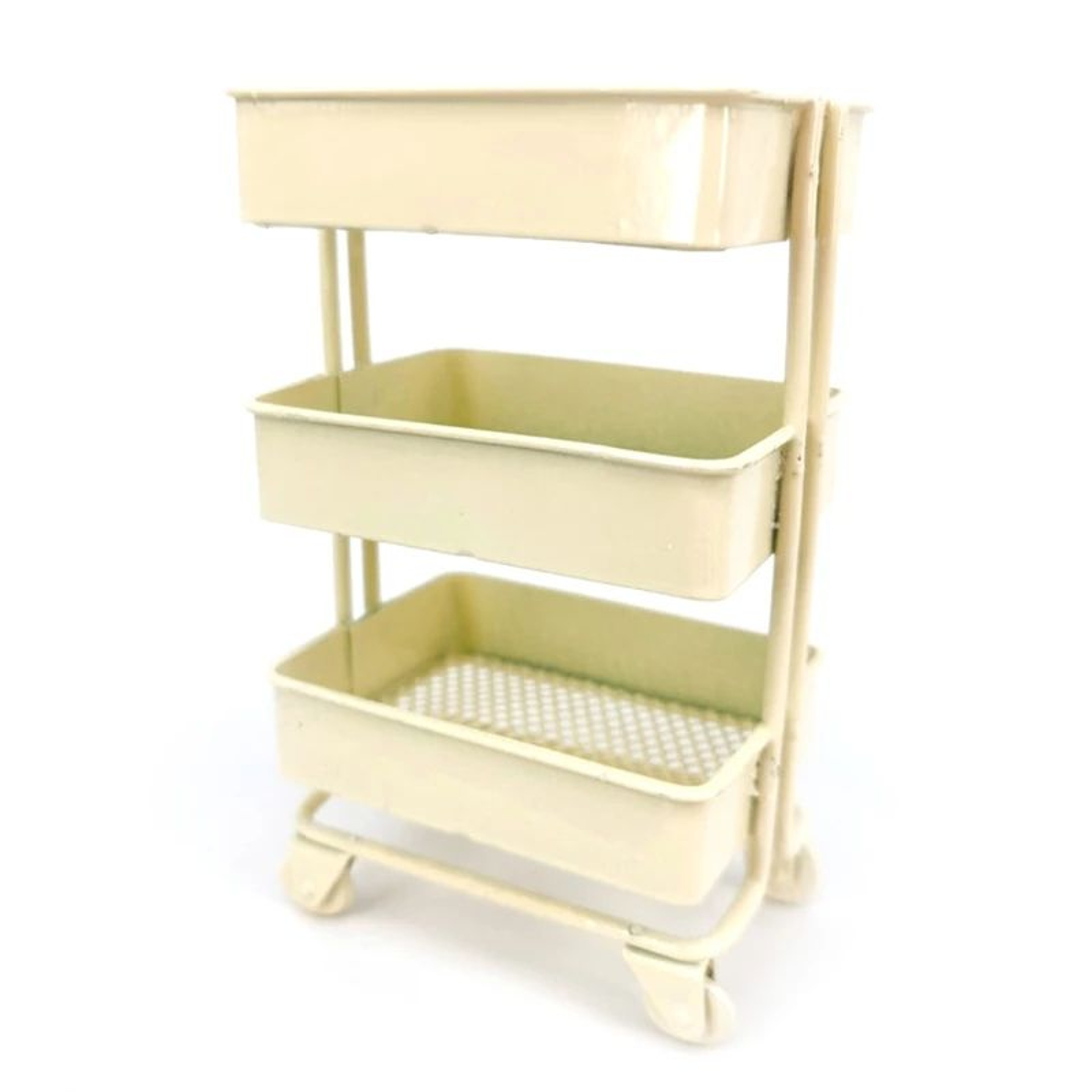 Mini Dollhouse Storage Trolley Display Shelf With Wheels 10