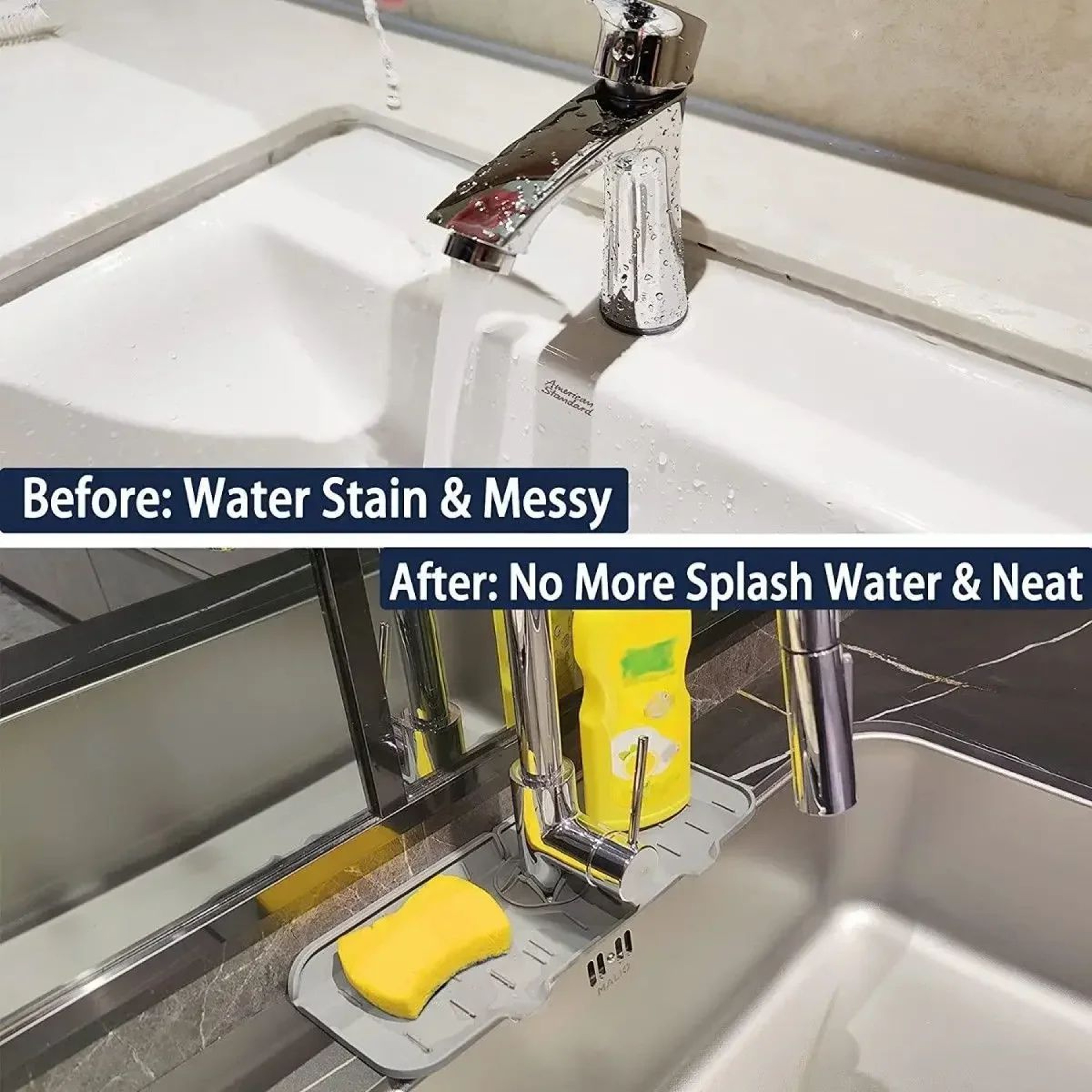 Silicone Faucet Splash Guard And Sink Splash Catcher Countertop Drying Mat 2