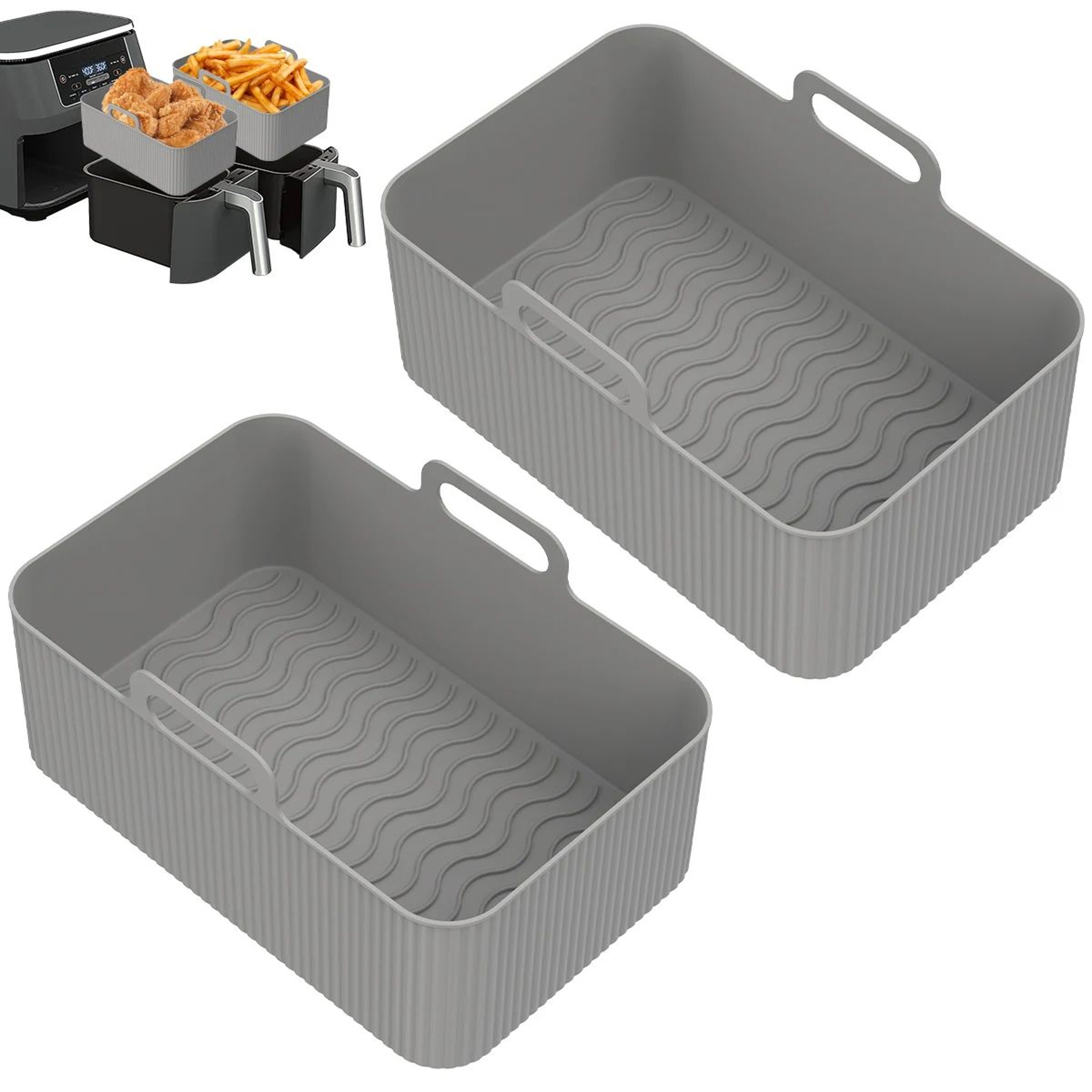 Air Fryer Silicone Liners Set 2 Pack Reusable Heat Resistant Baking Baskets 6