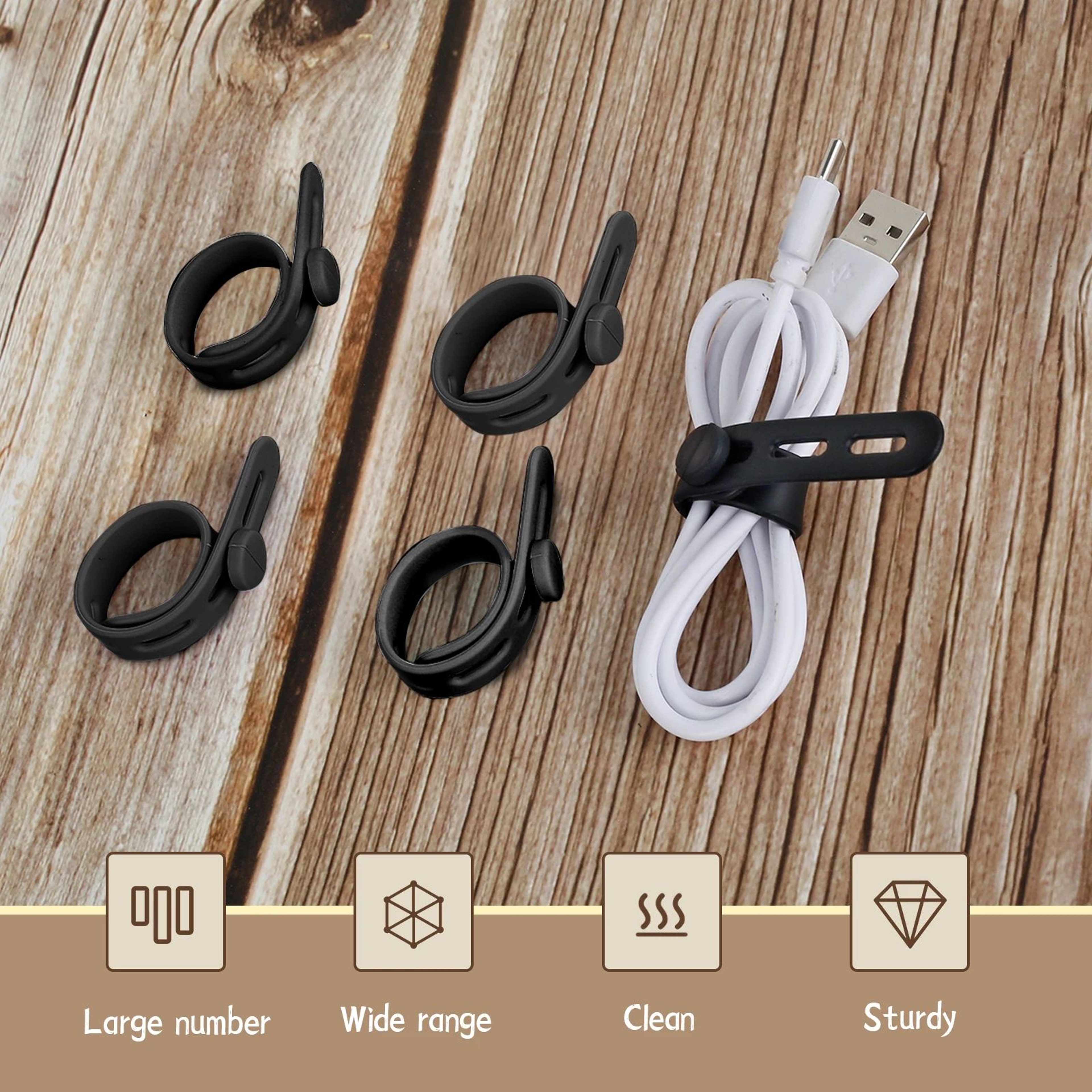 30 Piece Reusable Silicone Cable Ties Adjustable Cable Management Straps For Home Office And Trave 2
