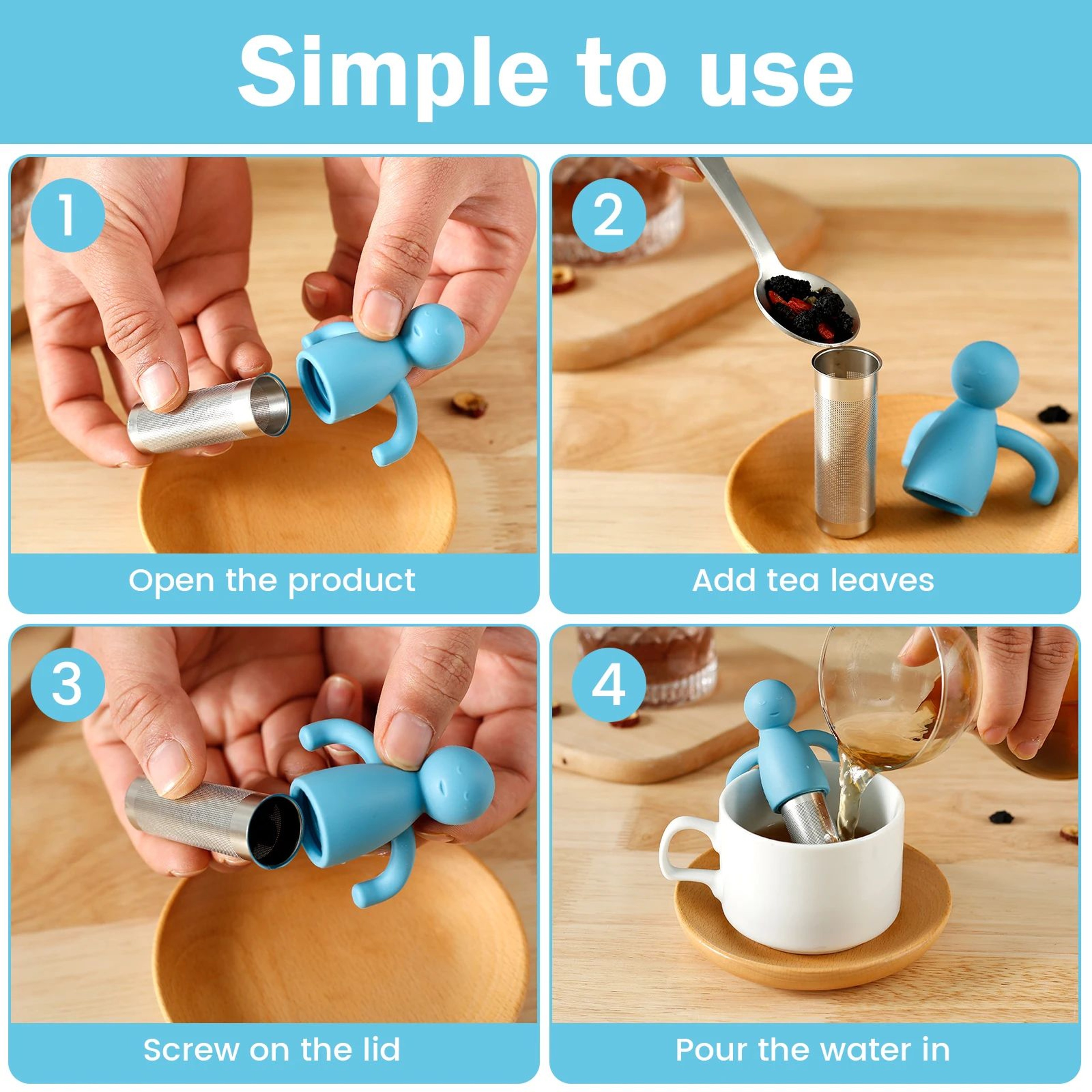4 Piece Tea Infuser For Loose Tea Set Stainless Steel Tea Strainer With Fine Mesh Tea Steeper 3