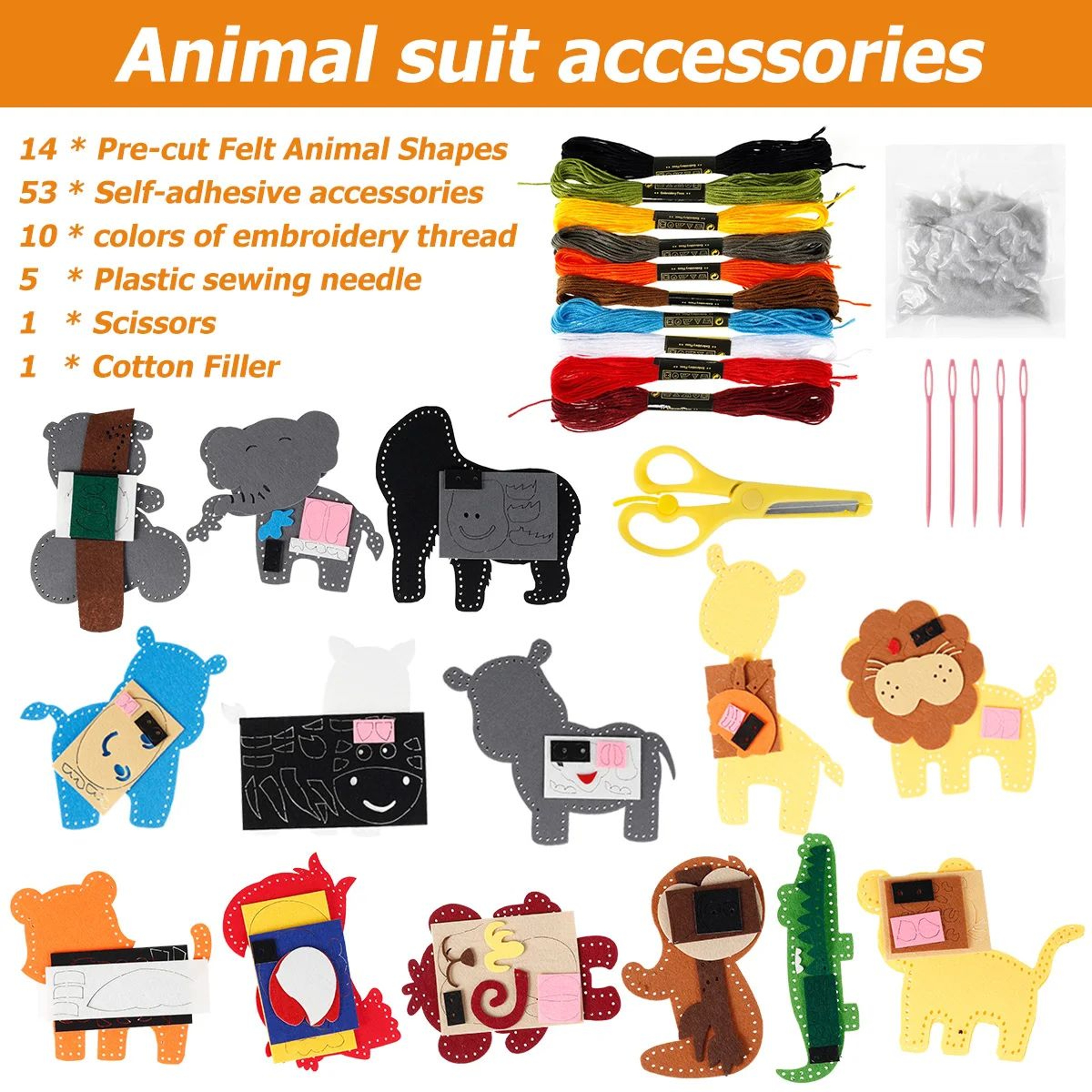 Woodland Animals DIY Felt Sewing Craft Kit For Kids Beginners Educational Plush Sewing Set 3