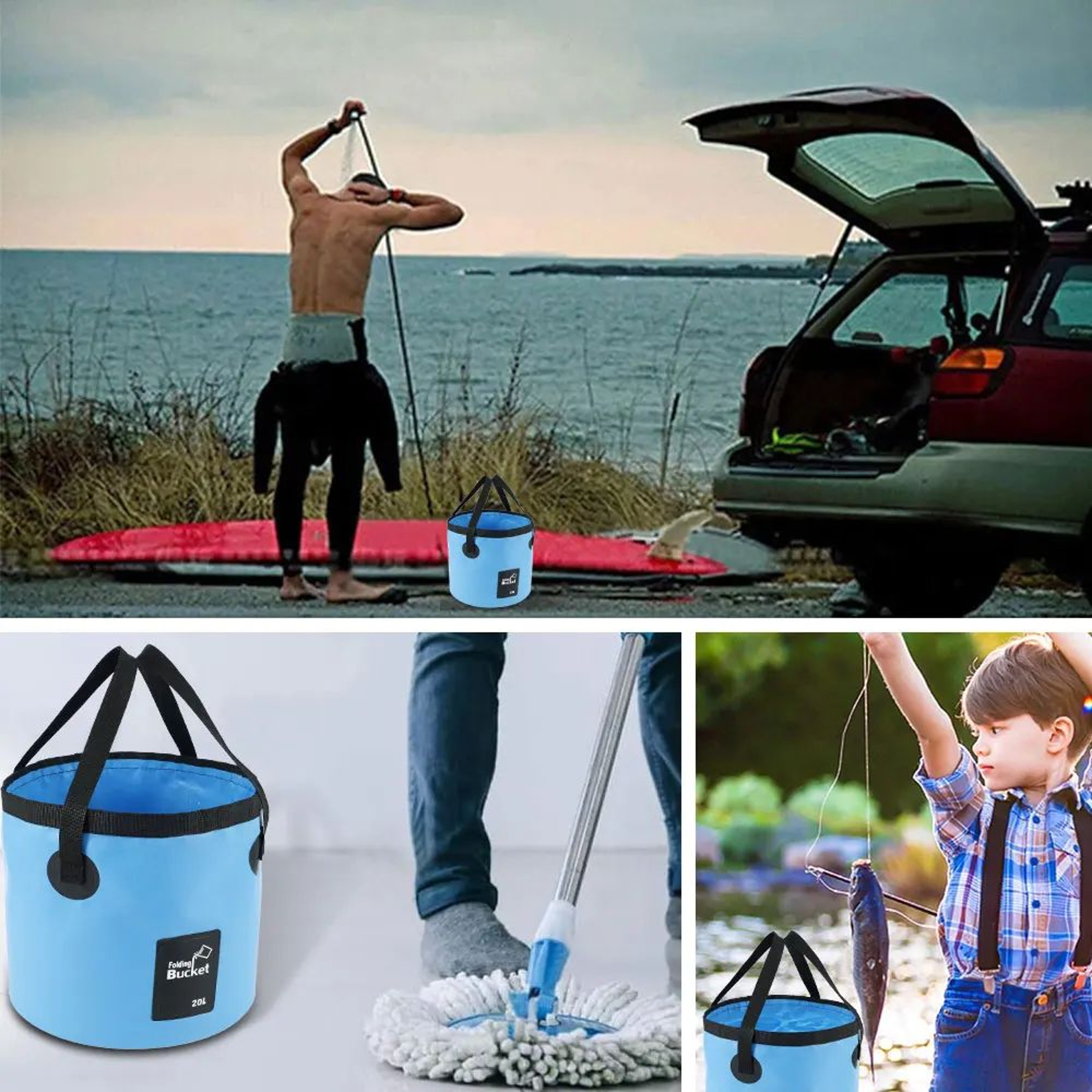 20L Collapsible Camping Water Bucket Portable Waterproof Folding Water Container 2