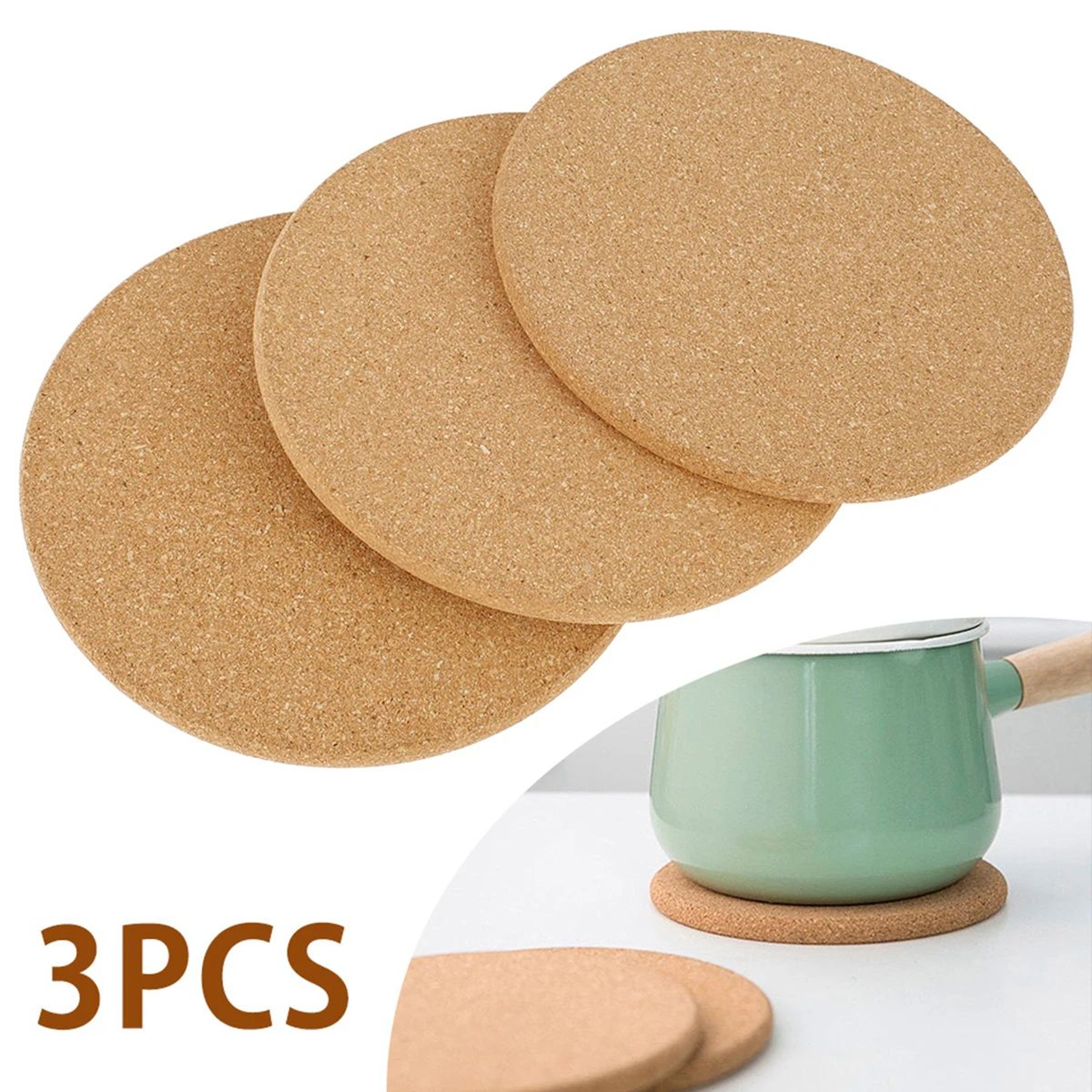 Natural Cork Trivet Heat Resistant Hot Pot Mat Round Cork Coaster For Kitchen And Dining Table 0