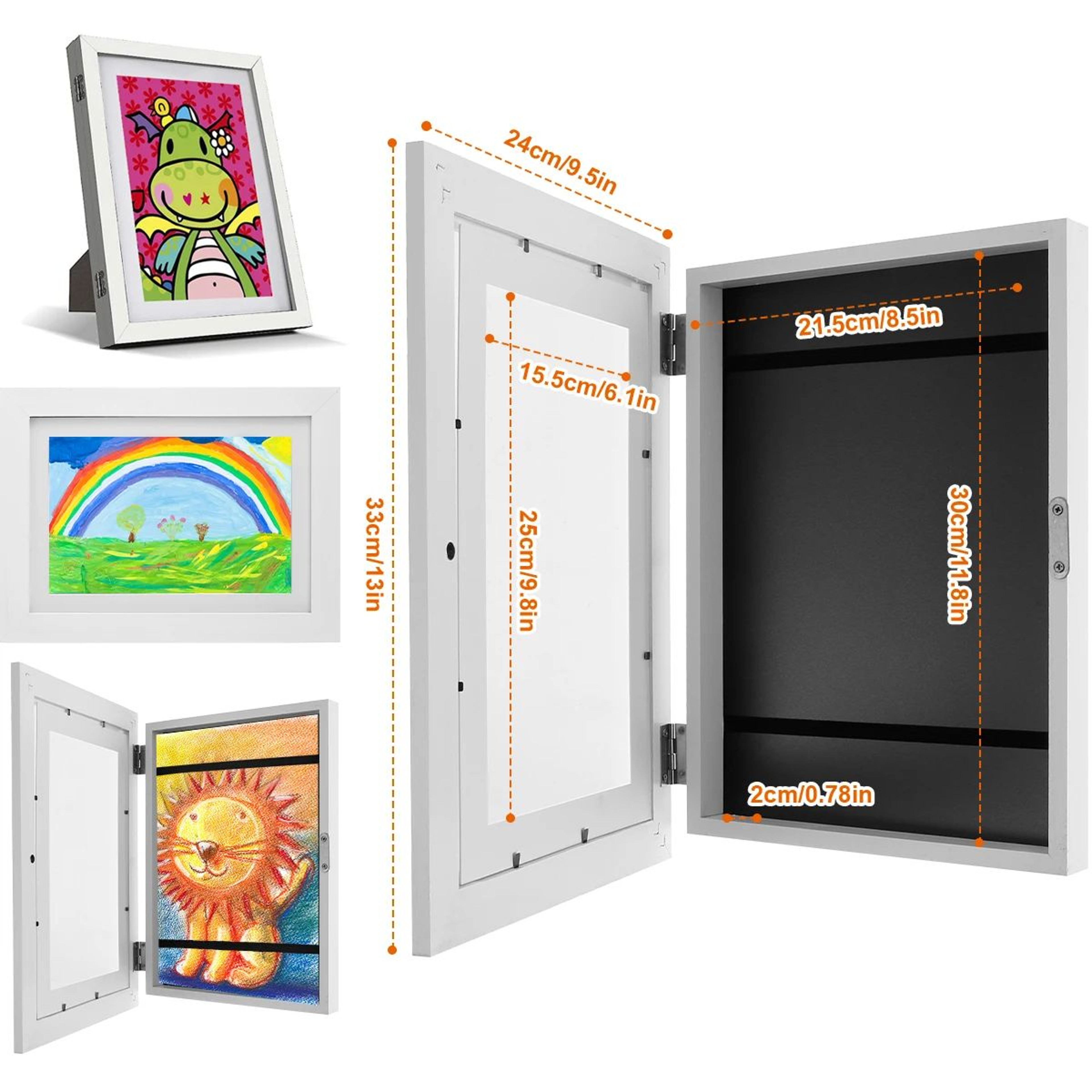 Kids Art Frame Magnetic Front Opening Changeable Picture Display 1