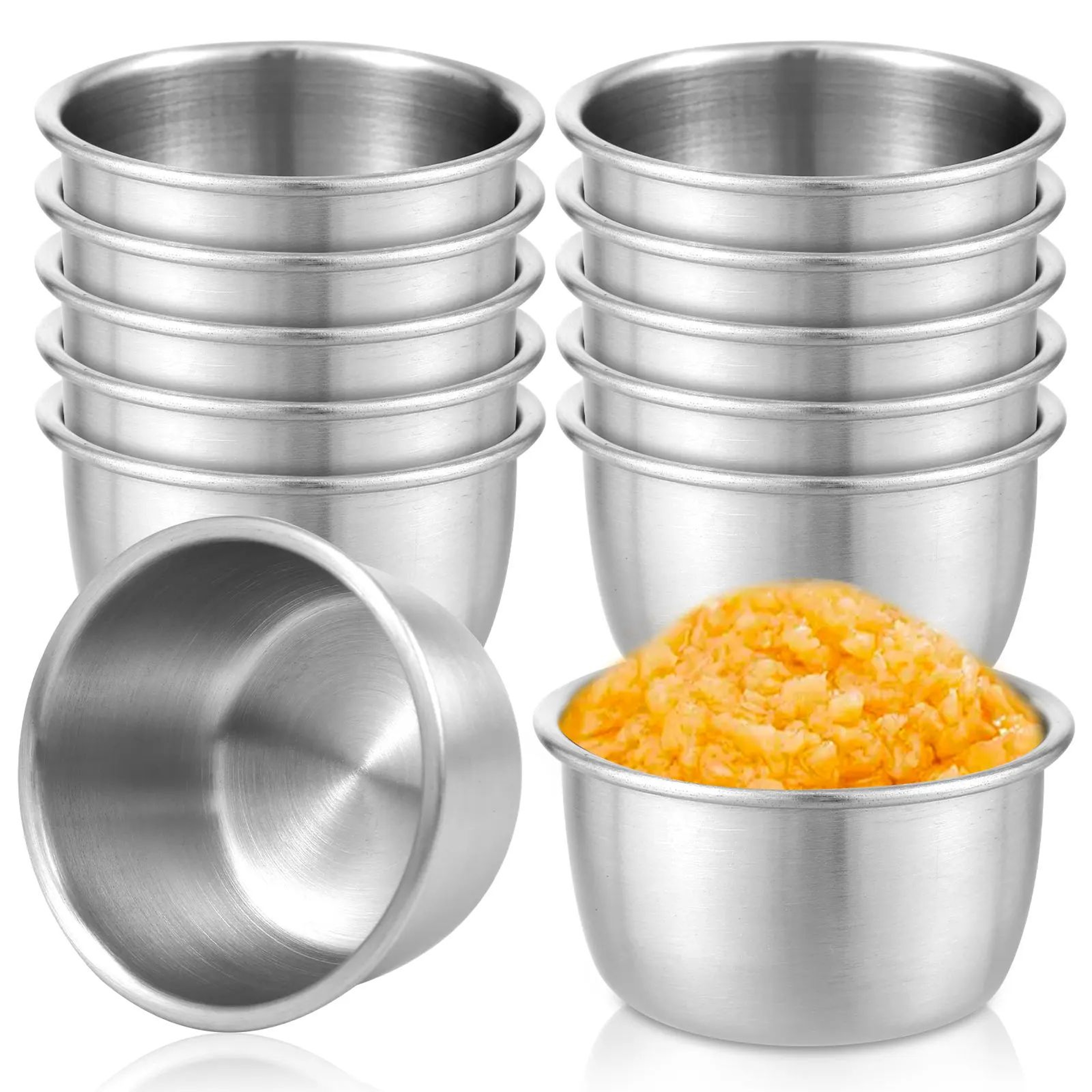 12 Piece Stainless Steel Dipping Cups Set Reusable Sauce Dipping Bowls 45ml 55ml 2