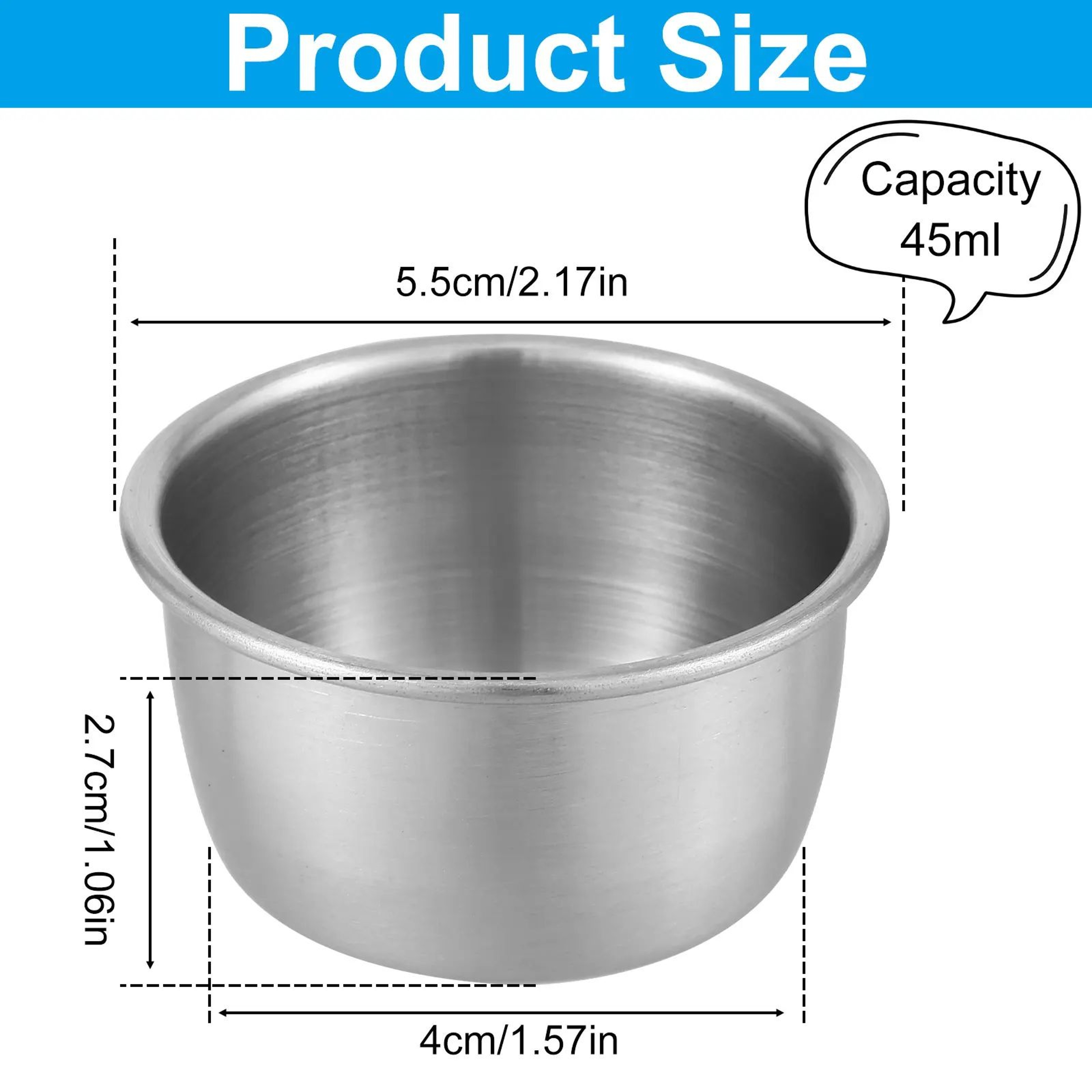 12 Piece Stainless Steel Dipping Cups Set Reusable Sauce Dipping Bowls 45ml 55ml 6