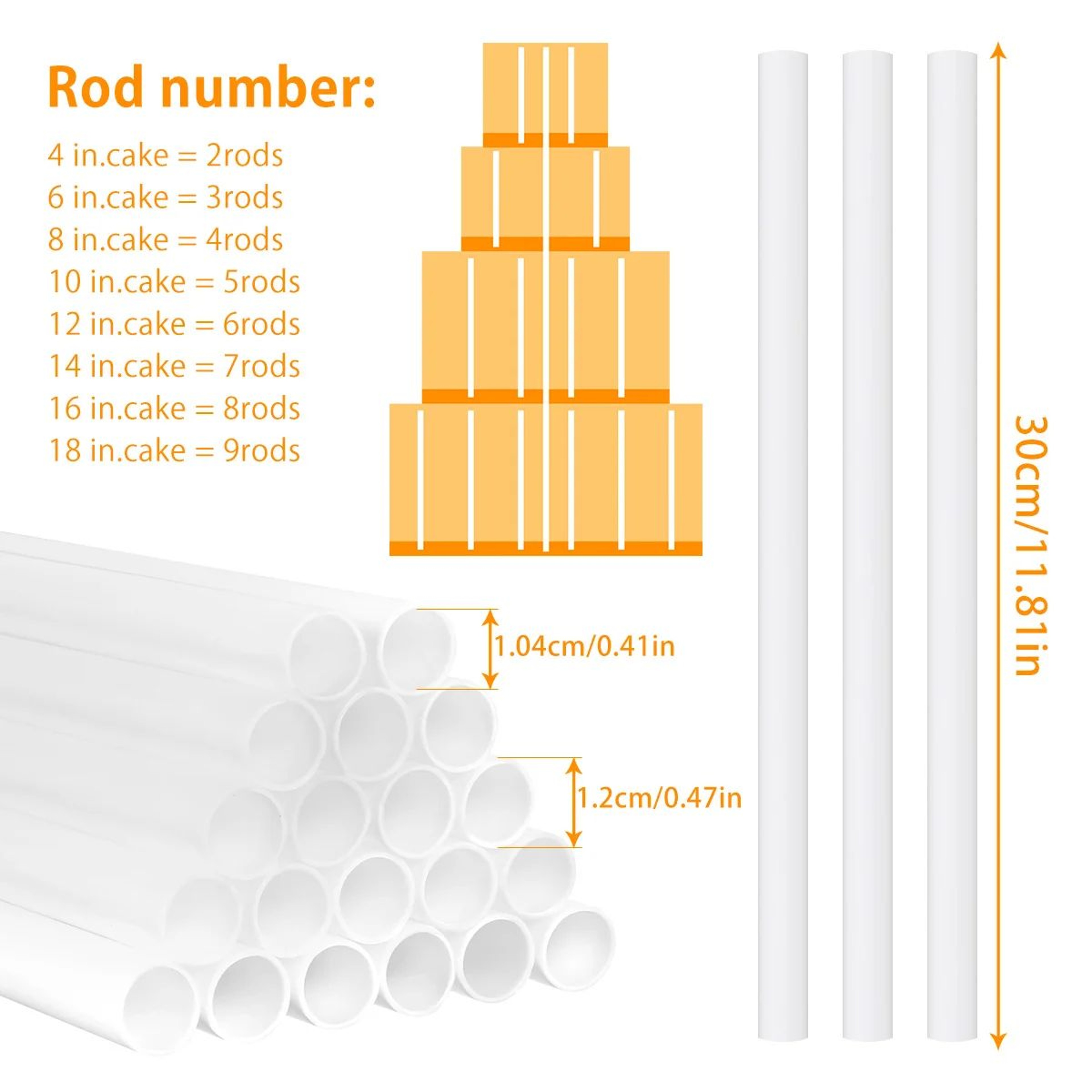 20 Piece Cake Dowels Cake Support Rods For Tiered Cake Stacking Reusable Plastic Cake Supports 6