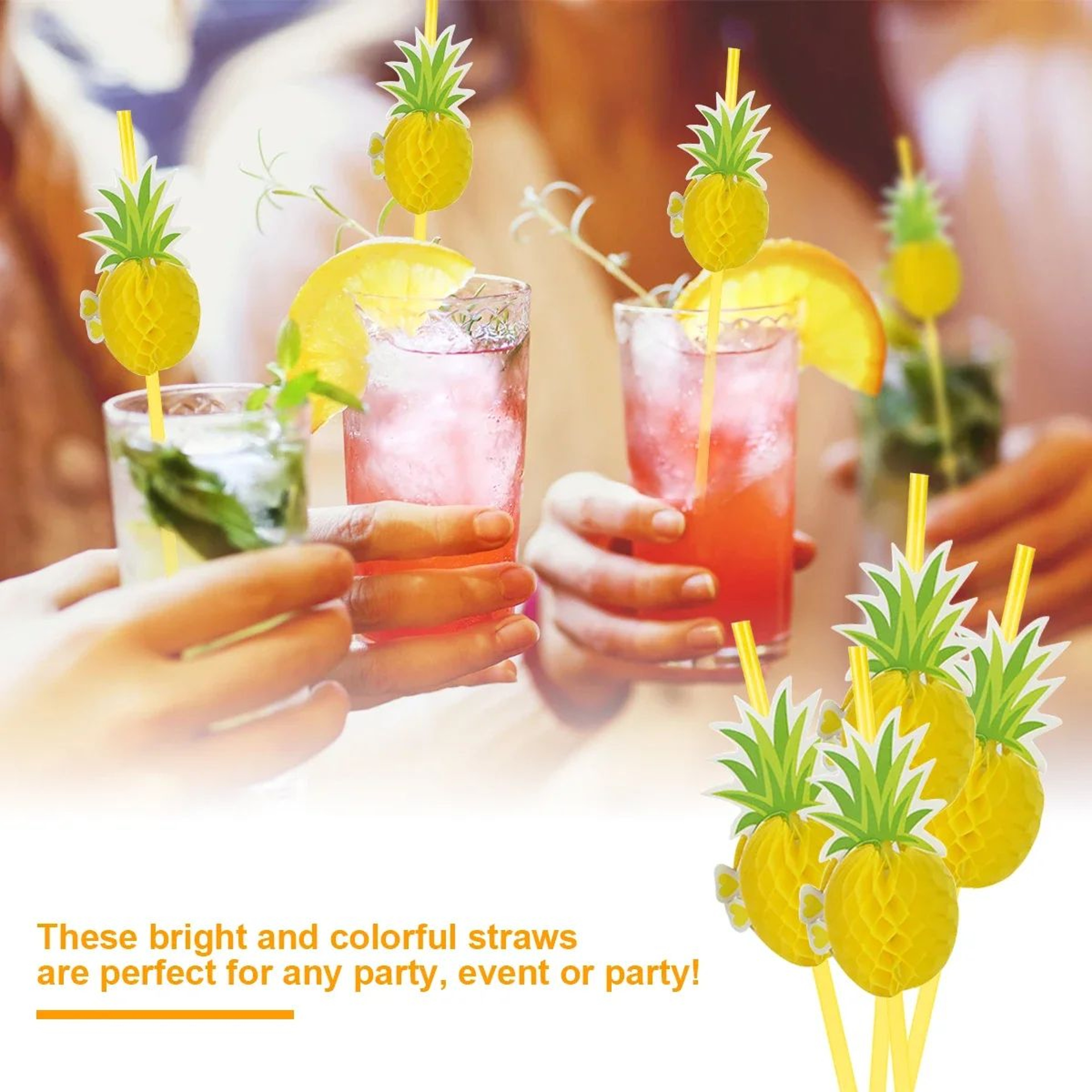 3D Tropical Paper Drinking Straws 50 Piece Set Eco Friendly Flamingo And Pineapple Party Straws 2