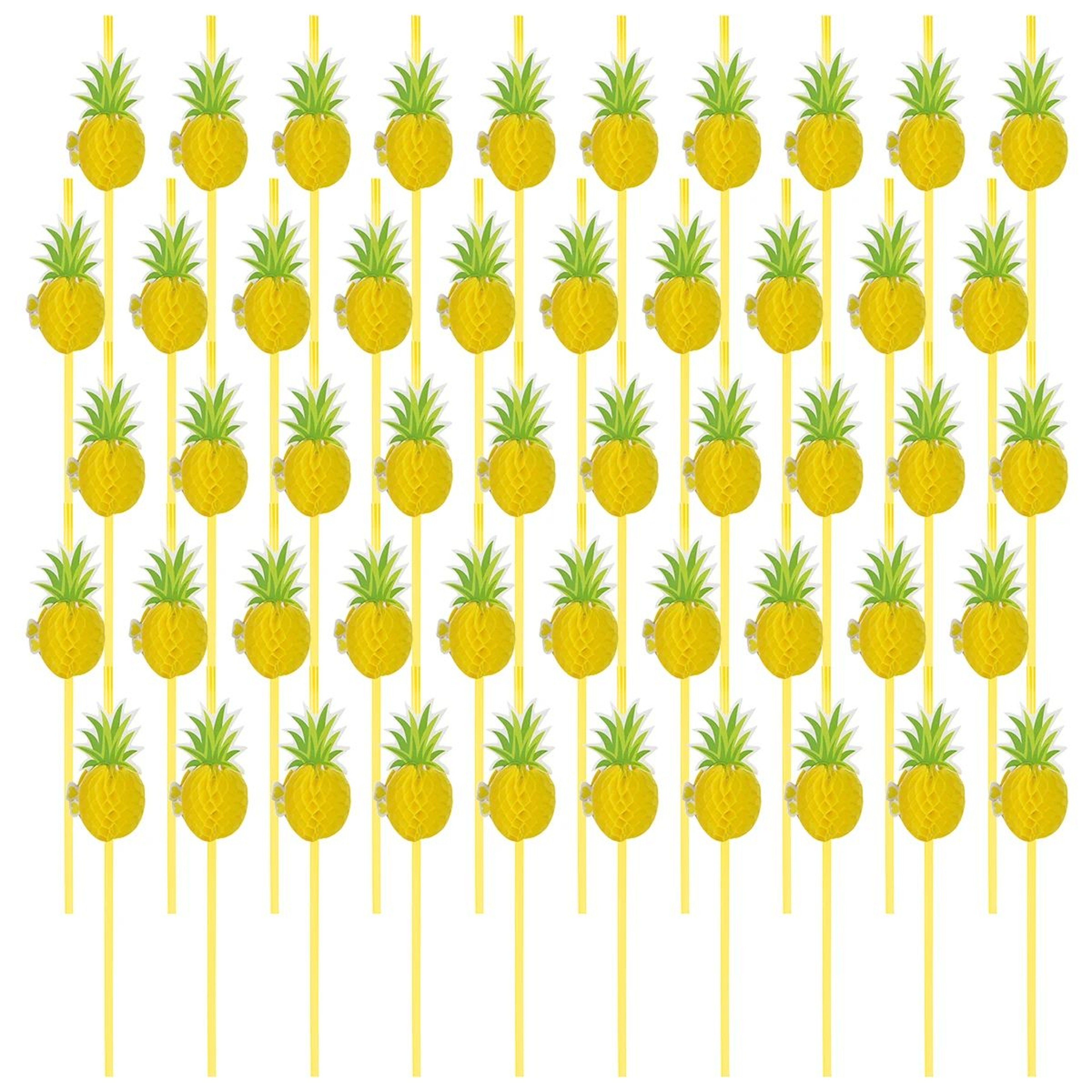 3D Tropical Paper Drinking Straws 50 Piece Set Eco Friendly Flamingo And Pineapple Party Straws 6