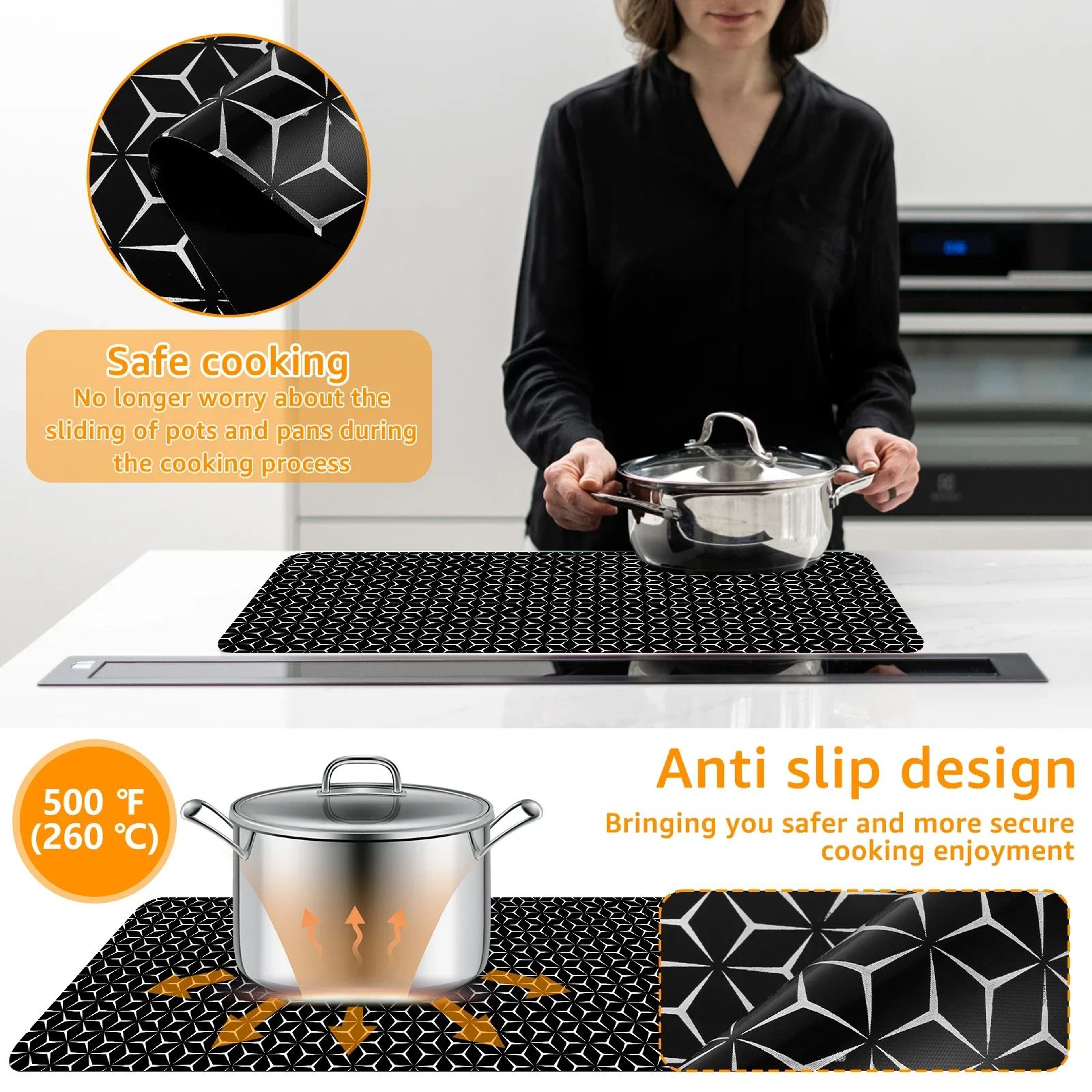 Premium Induction Cooktop Protector Mat Non Slip Silicone Induction Mat Heat Resistant Stove Cover  5