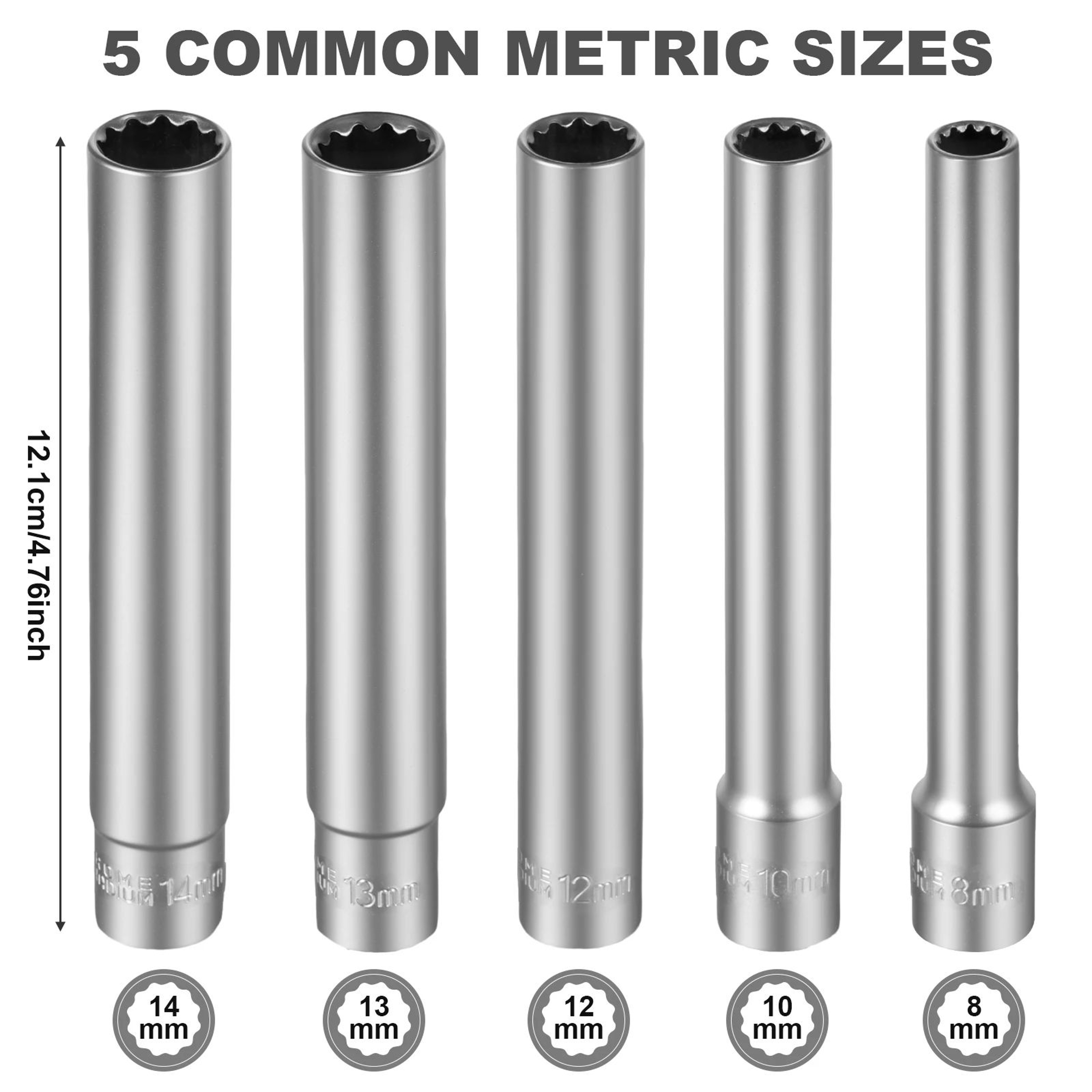 38 Inch Drive Socket Set CRV Deep Socket Set With Short And Long Socket Wrench Set 9
