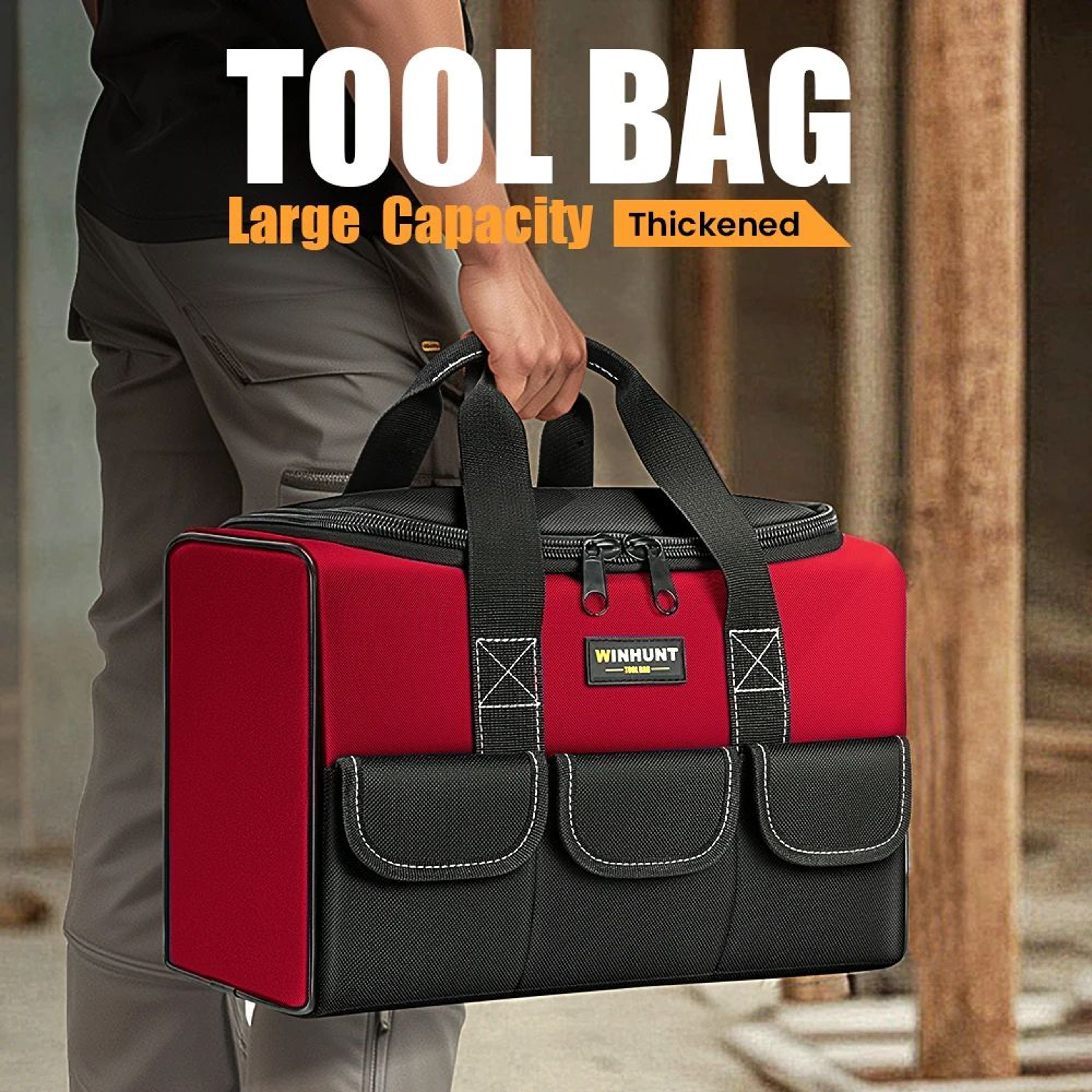 17 Inch Heavy Duty Tool Bag Wide Mouth Tool Storage Tote For Electricians Carpenters And Mechanics 1