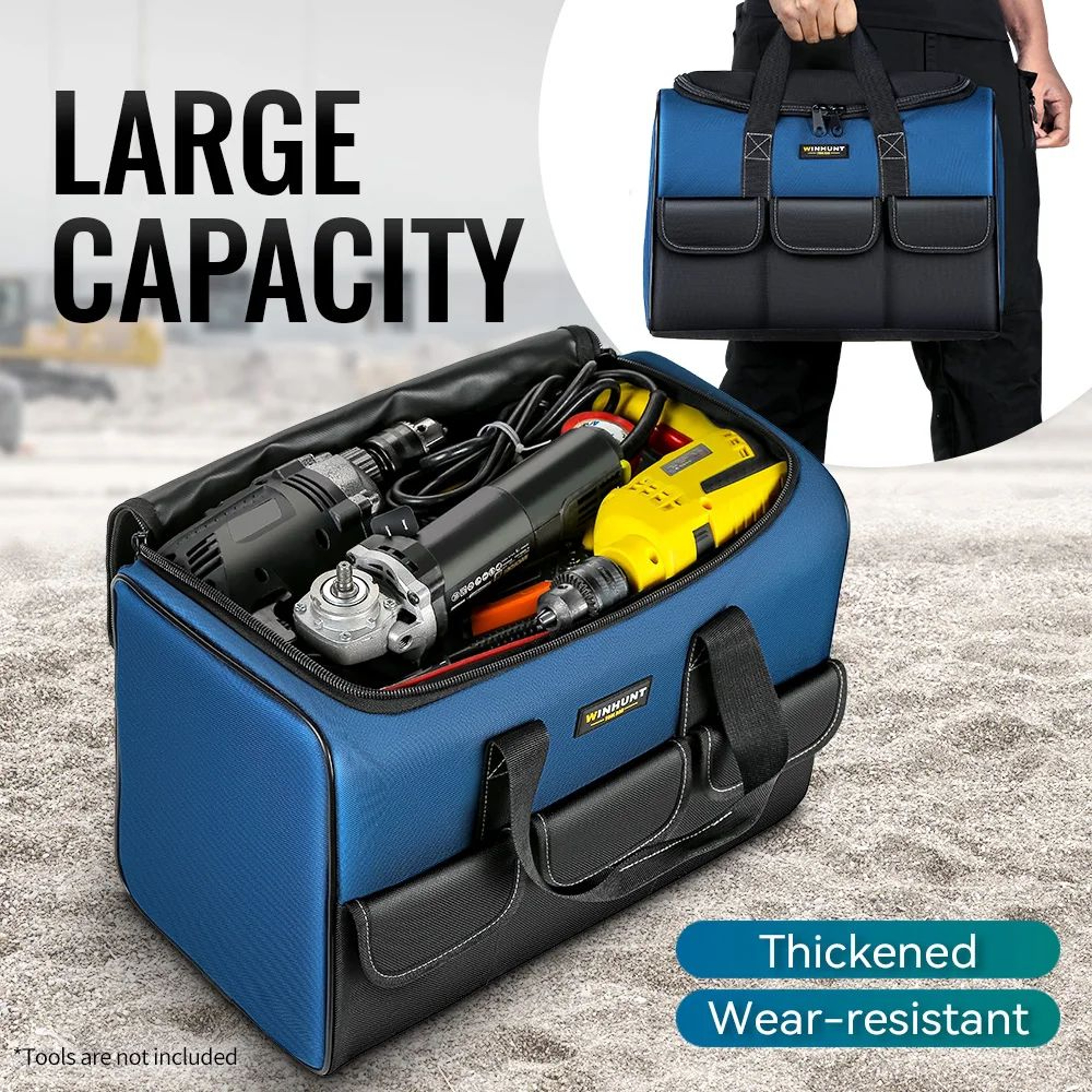 Heavy Duty Tool Bag Wide Mouth Canvas Tool Bag Large Capacity Tool Organizer For Electricians 1