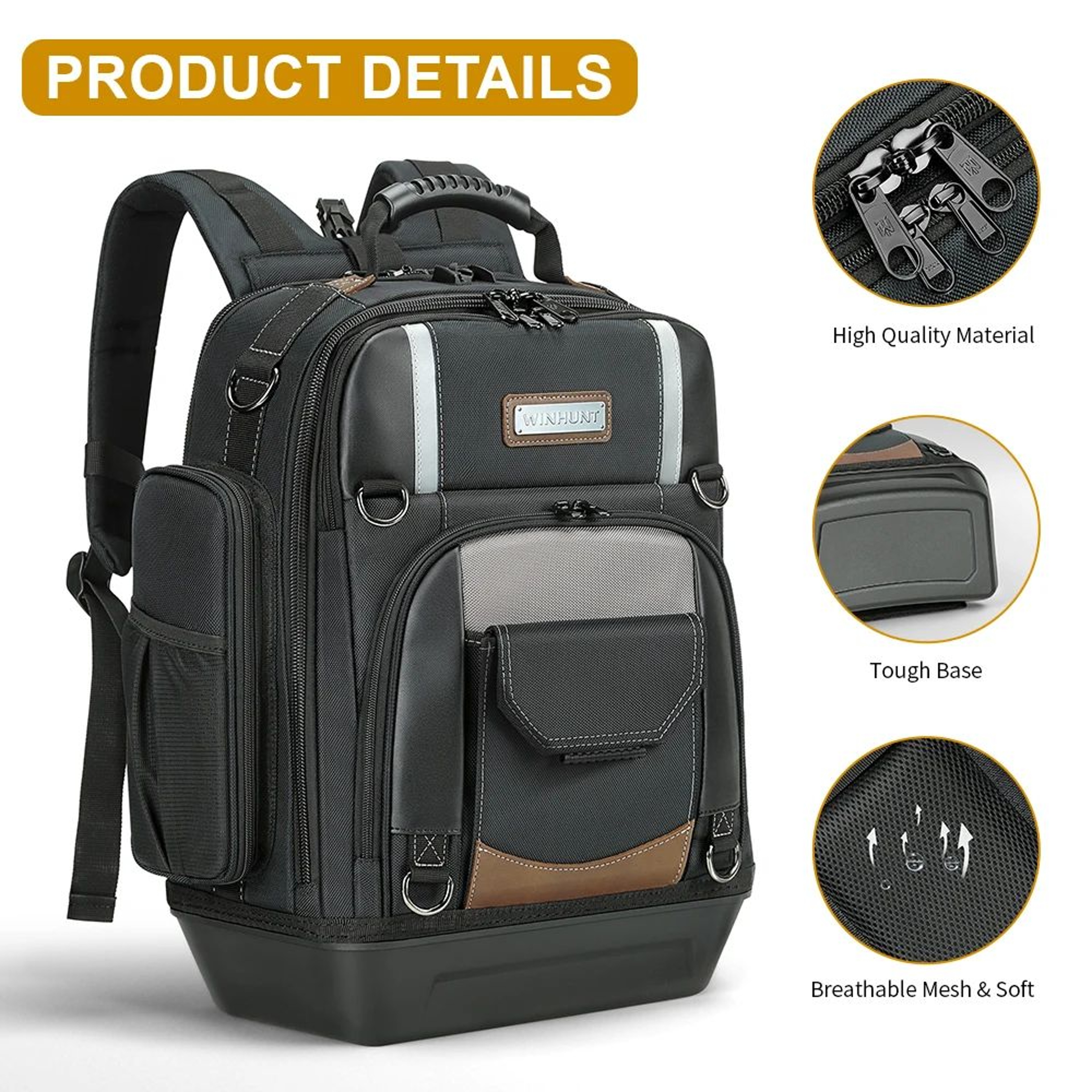 Heavy Duty Tool Backpack With Molded Bottom And Removable Tool Organizer For Electricians 1