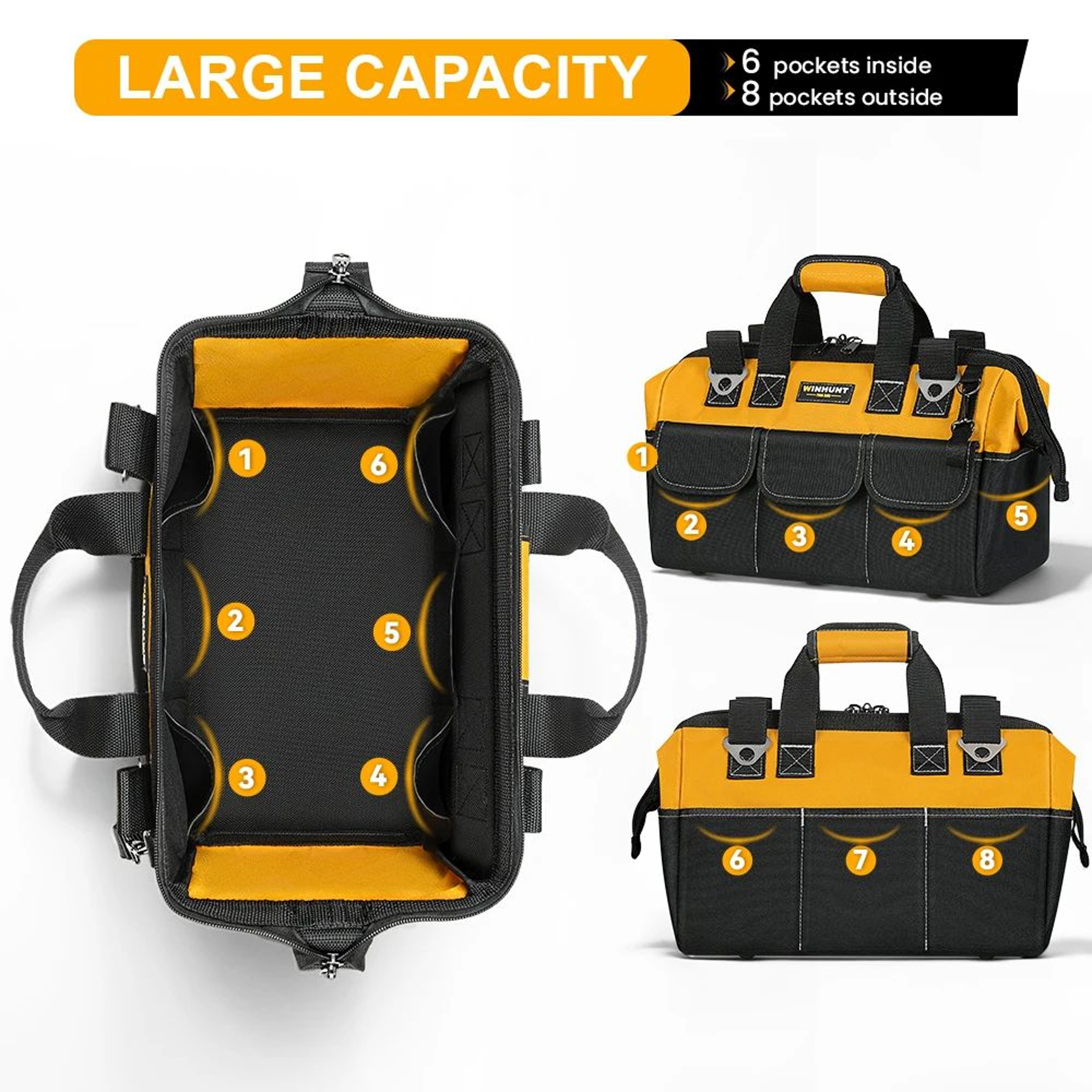 Heavy Duty Tool Bag 14 Pocket Portable Tool Organizer With Adjustable Shoulder Strap 4