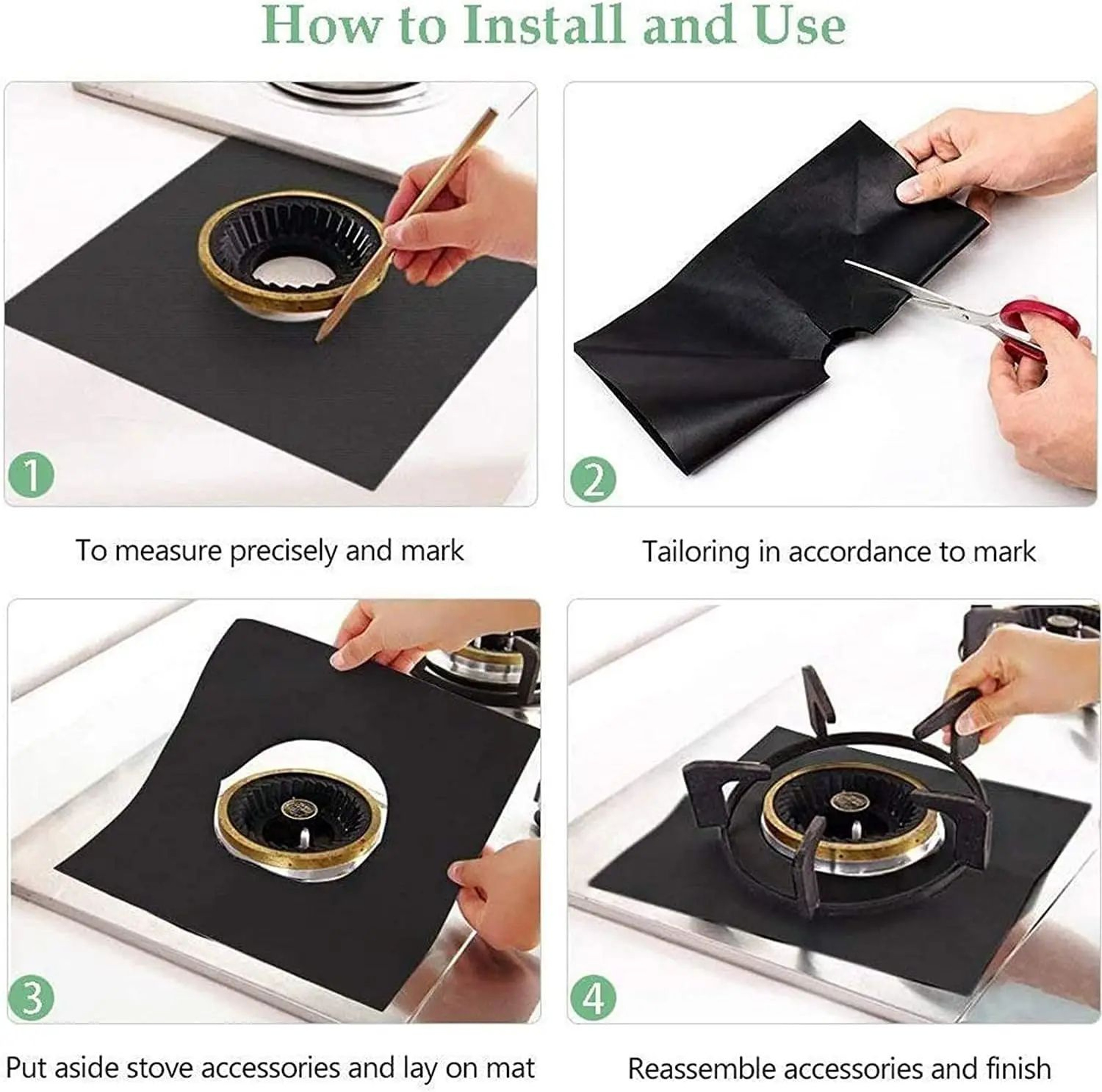 Reusable Gas Stove Burner Covers Non Stick Stove Protector Liners Heat Resistant Kitchen Pads 4