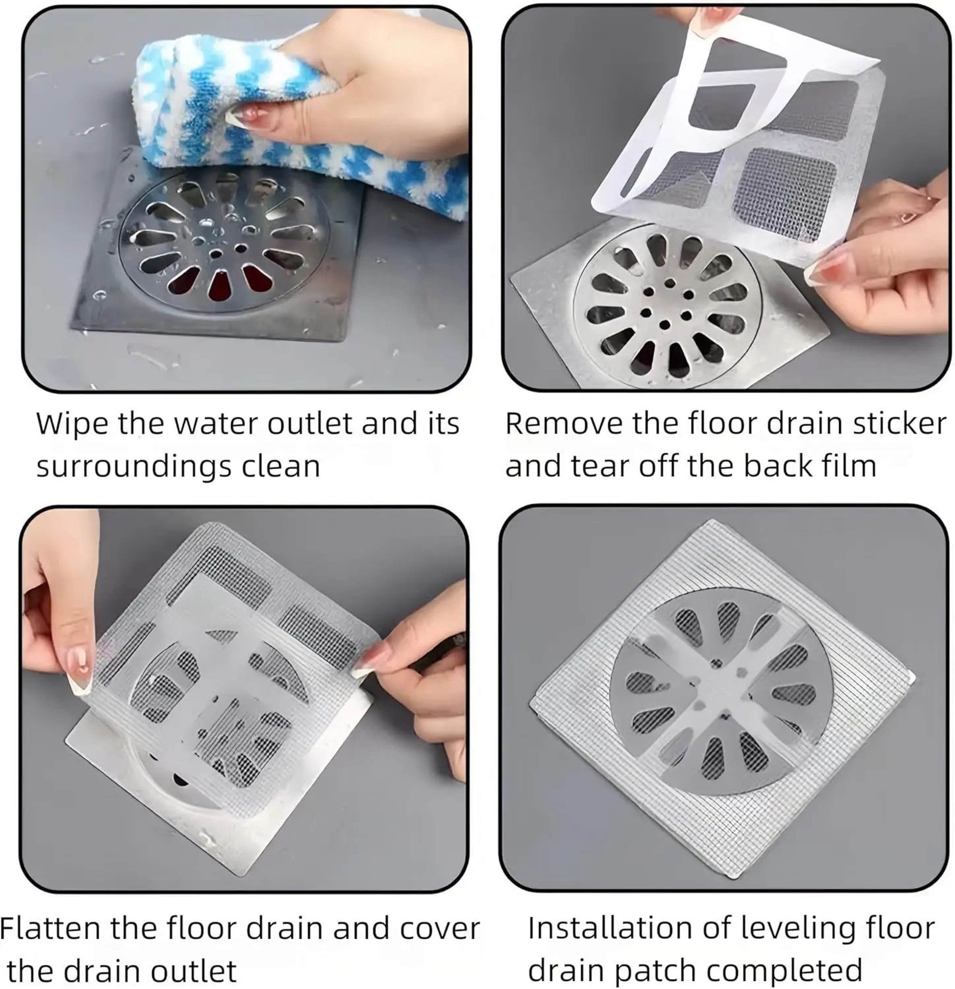 Disposable Hair Drain Catcher Mesh Stickers For Shower Drain And Sink Protection 3
