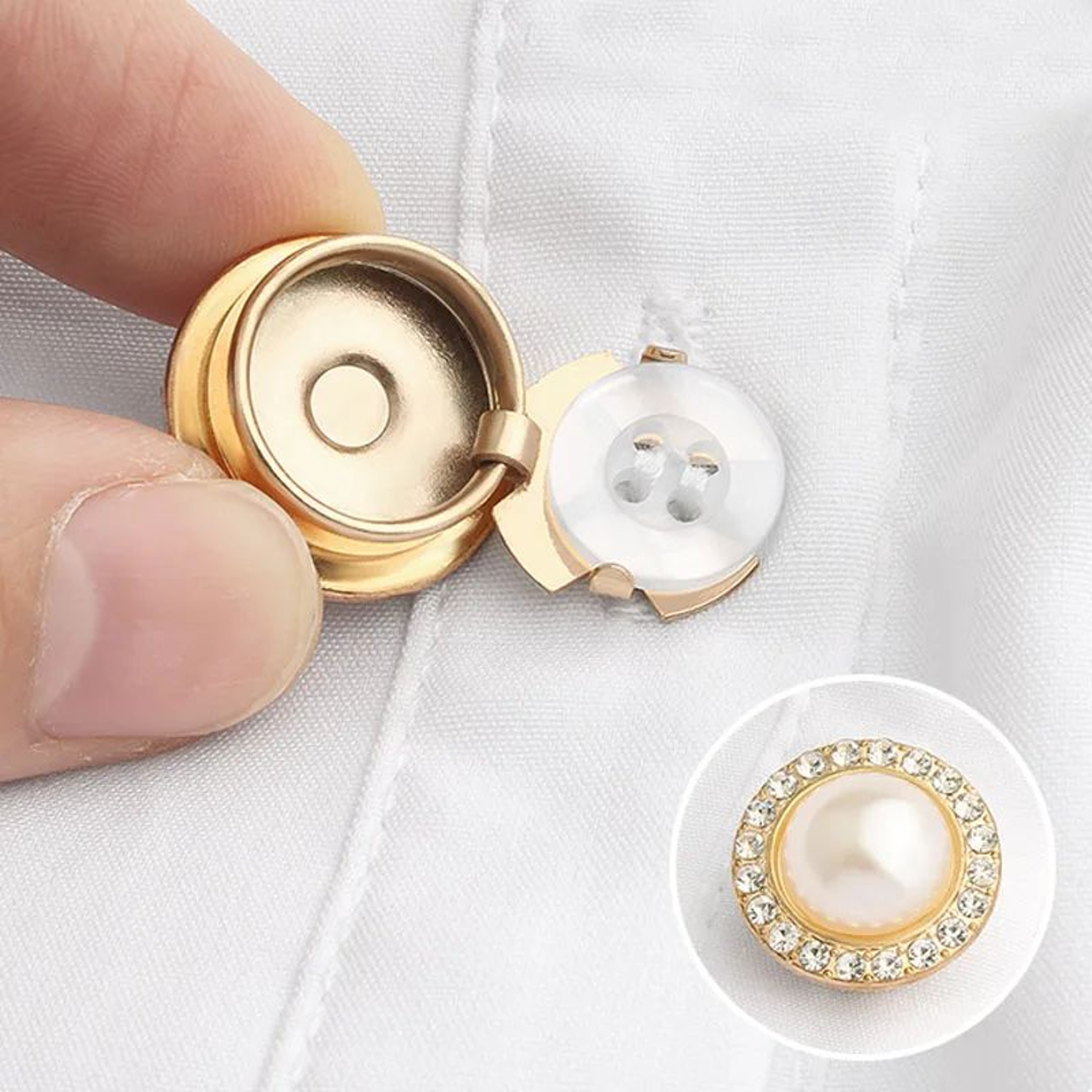 Crystal Pearl Clip On Button Covers For Shirts Blouses And Coats 1