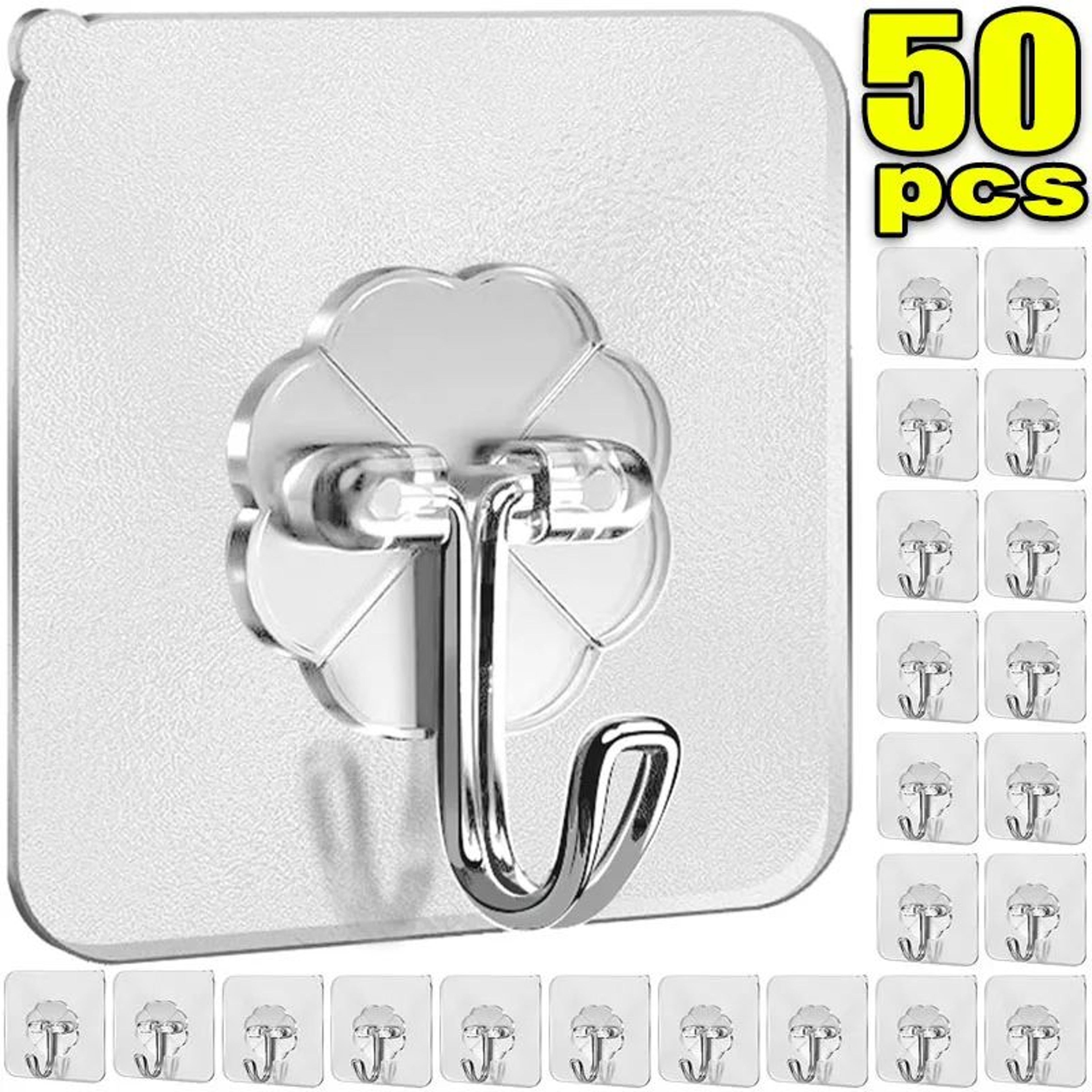 ClearGrip Self Adhesive Wall Hooks Transparent Heavy Duty Adhesive Hooks For Kitchen Bathroom And H 0