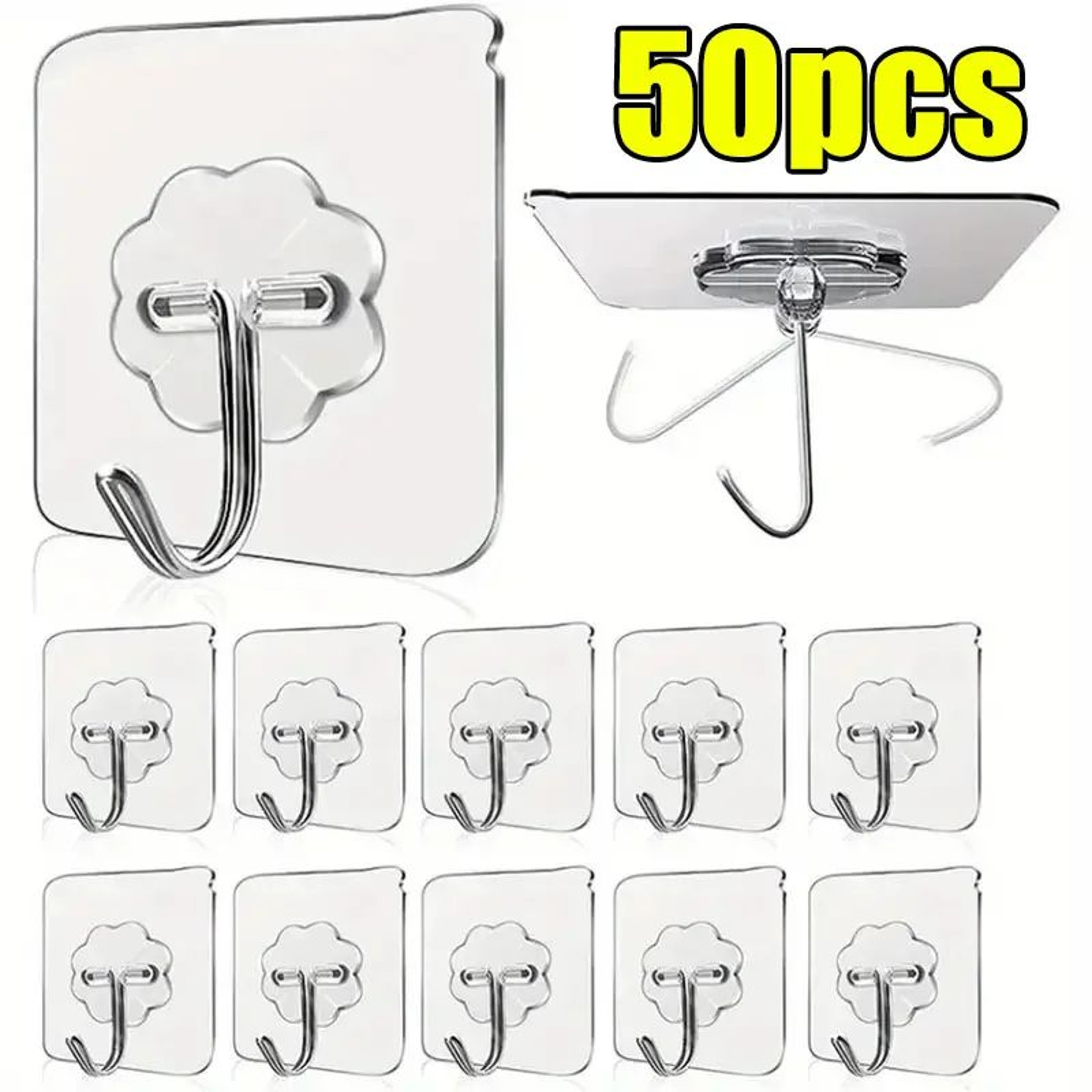 ClearGrip Self Adhesive Wall Hooks Transparent Heavy Duty Adhesive Hooks For Kitchen Bathroom And H 9