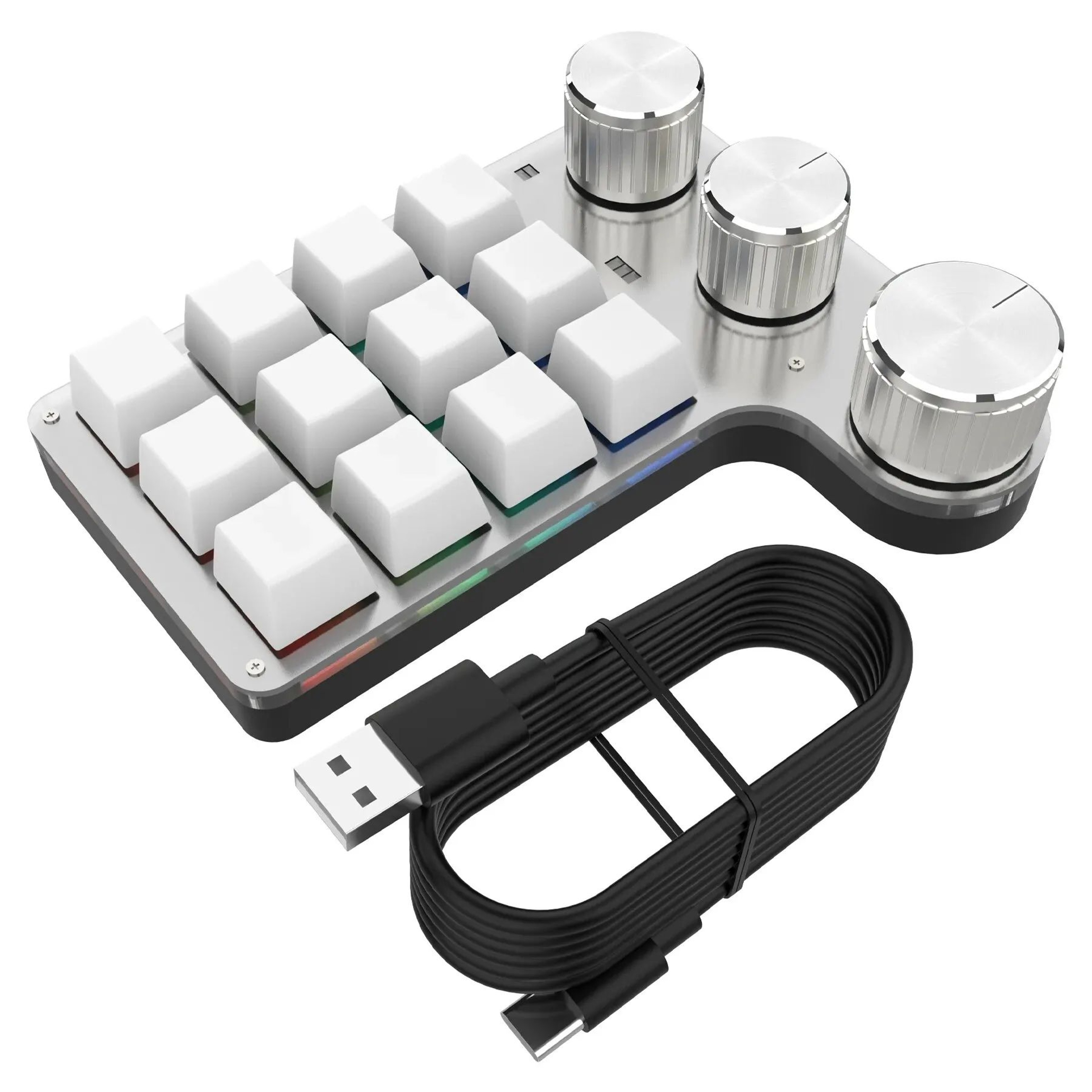 Bluetooth Macro Keypad With RGB Mechanical Keys And 3 Programmable Knobs For Gaming And Creative Wo 6