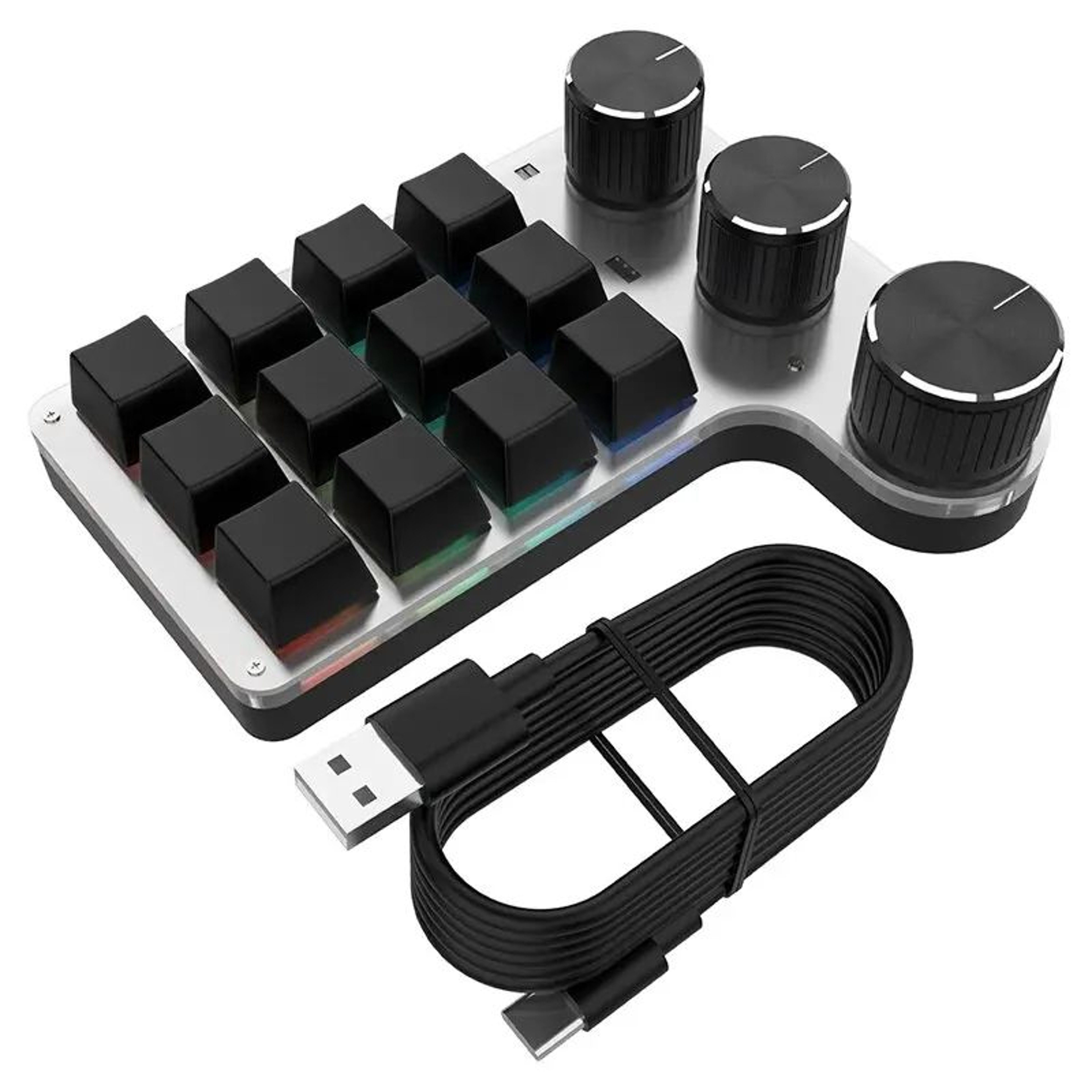 Bluetooth Macro Keypad With RGB Mechanical Keys And 3 Programmable Knobs For Gaming And Creative Wo 7